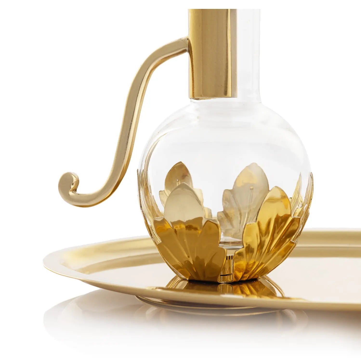 Glass Cruets for Wine and Water with Brass Tray