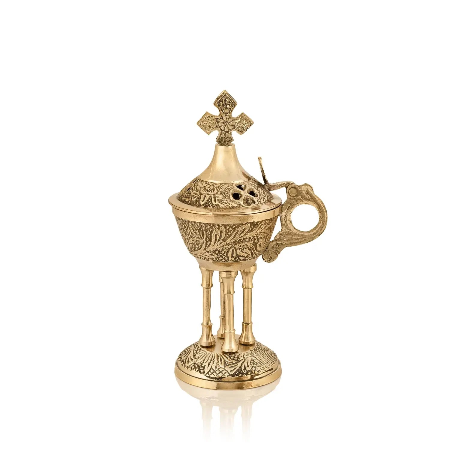 Encensoir en laiton avec croix sommitale