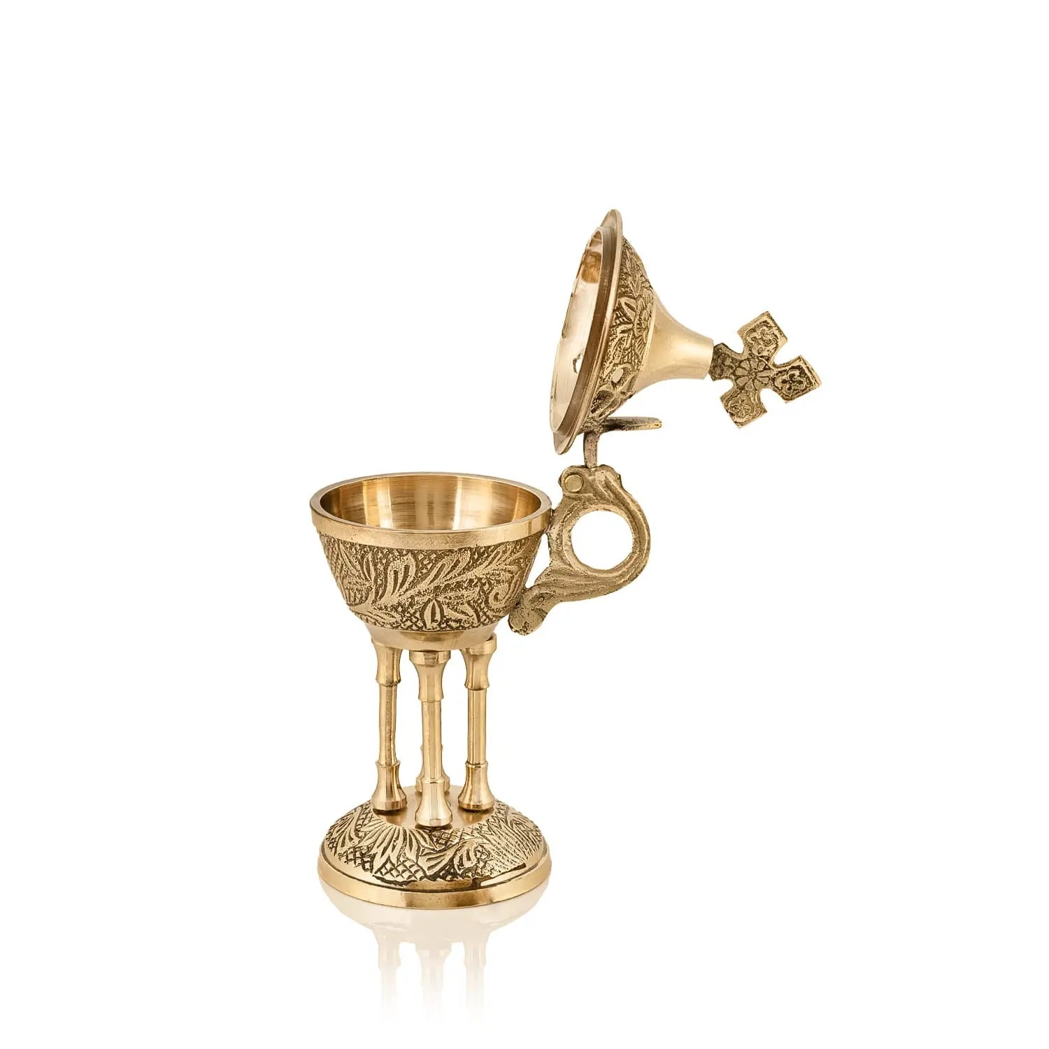 Brass Censer with Cross Finial