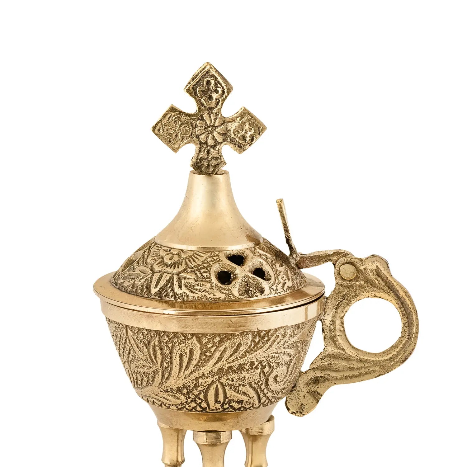 Brass Censer with Cross Finial