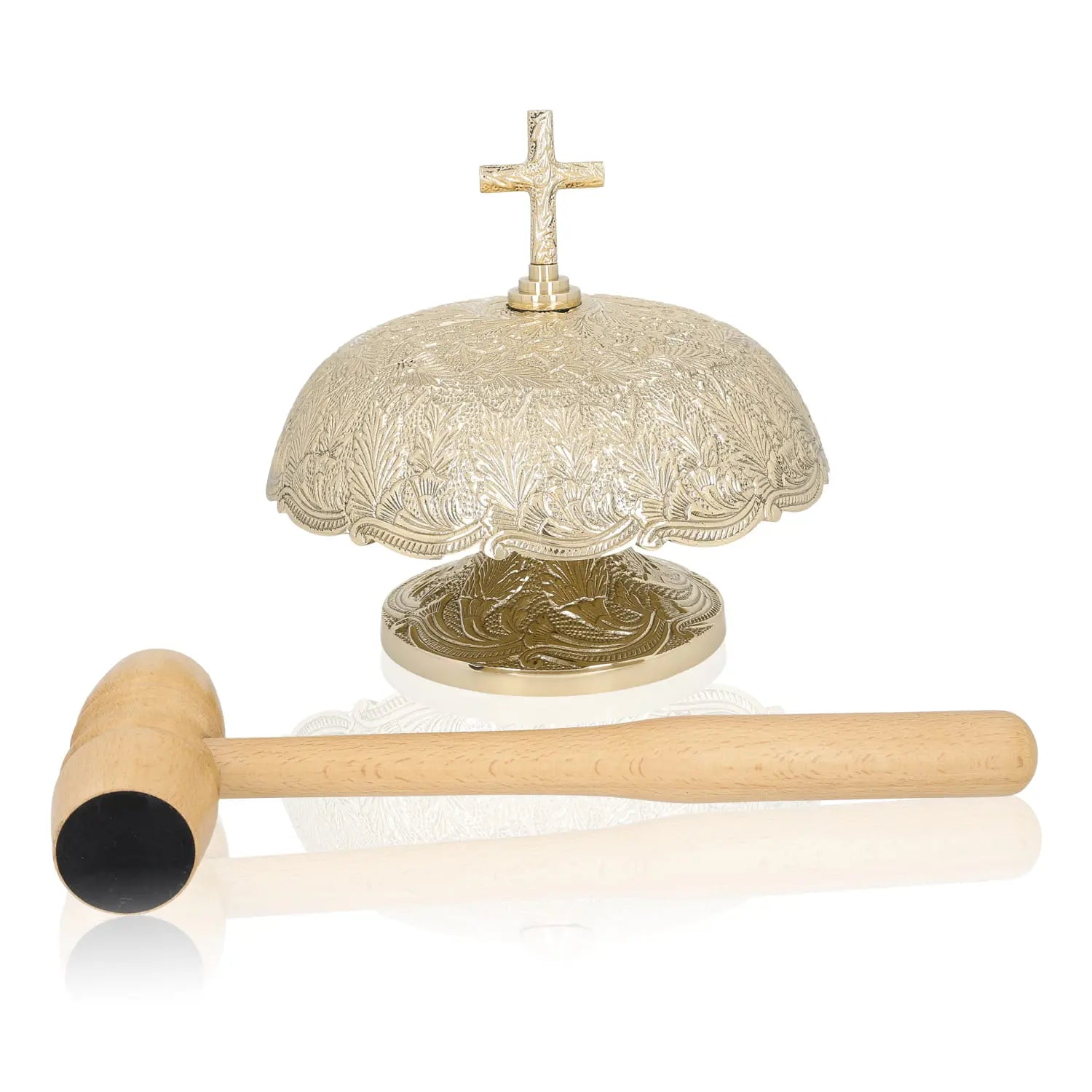 Gong liturgique en laiton avec maillet en bois