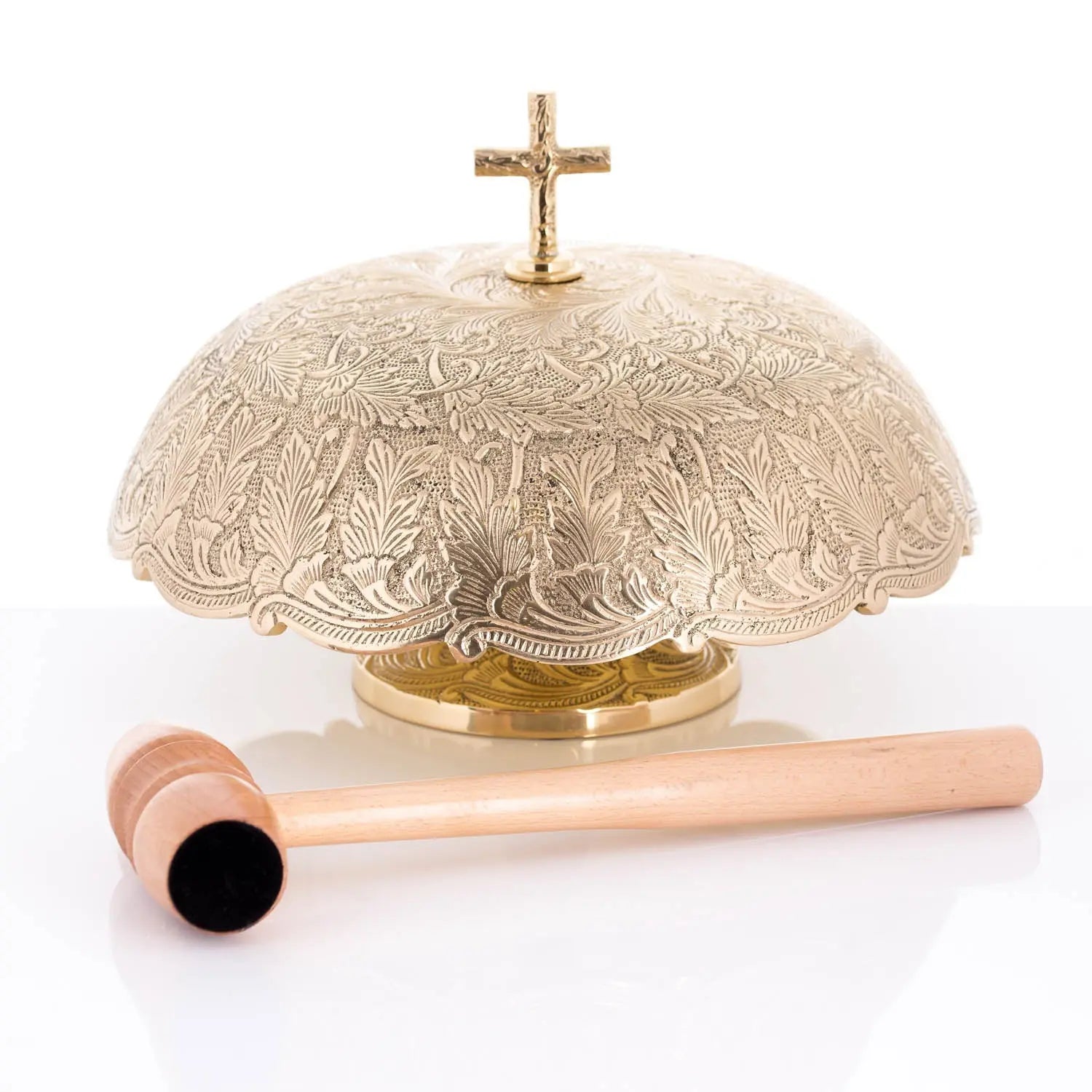 Single Brass Liturgical Gong with Wooden Mallet – 24 cm