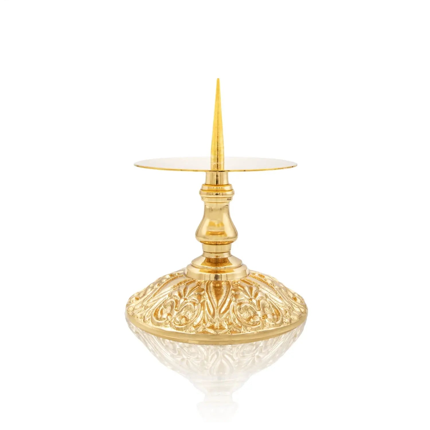 Chandelier d'autel en laiton avec base décorative – 9 cm