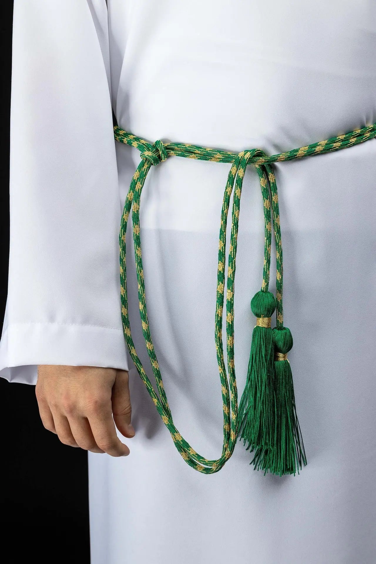 Cincture liturgique verte et dorée