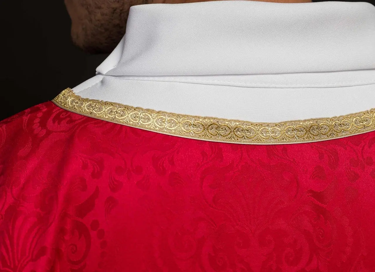 Embroidered liturgical chasuble with the Holy Spirit on jacquard fabric