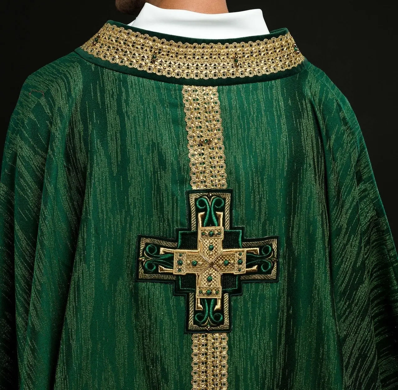 Handmade Chasuble with Natural Stones Handmade 7015 Green