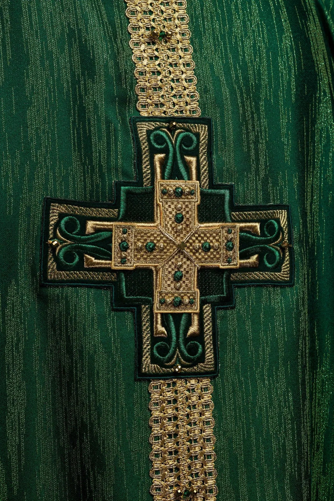 Handmade Chasuble with Natural Stones Handmade 7015 Green