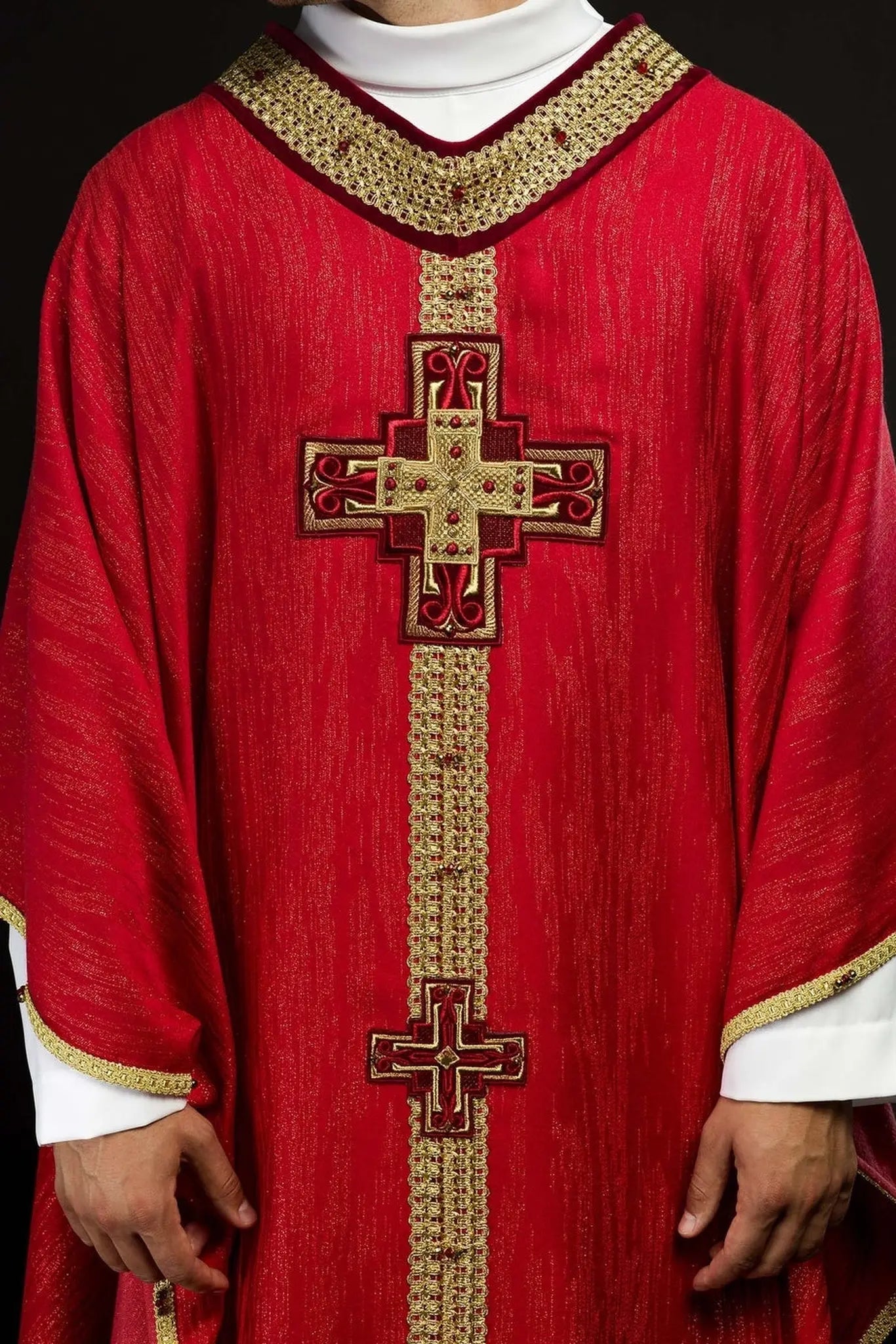 Handmade Chasuble with Natural Stones Handmade 7015 Red