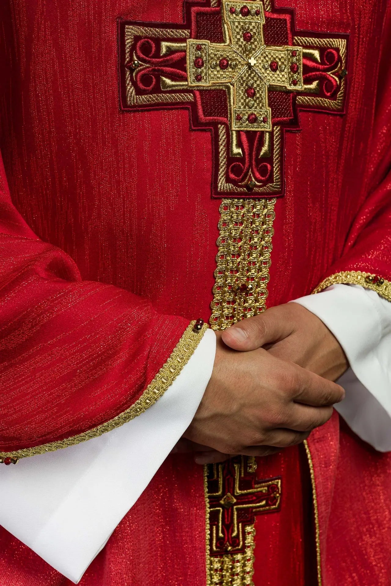 Handmade Chasuble with Natural Stones Handmade 7015 Red