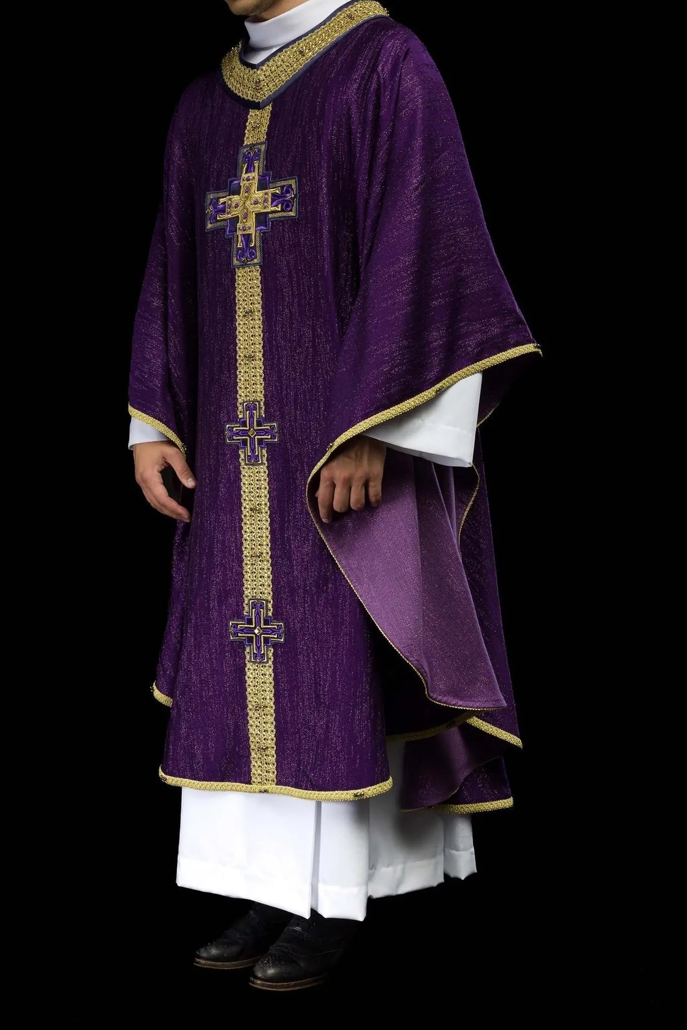 Handmade Chasuble with Natural Stones Handmade 7015 Purple