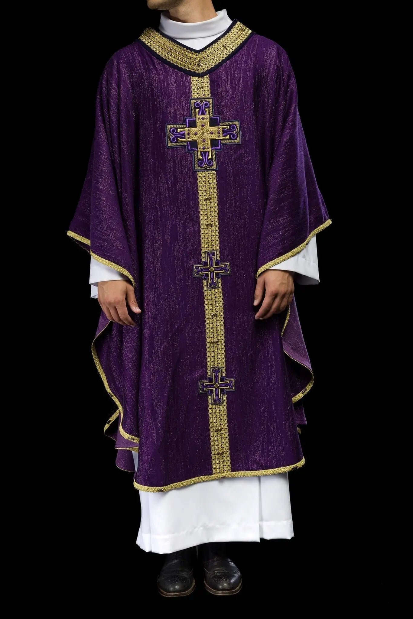 Chasuble faite main avec pierres naturelles faite main 7015 violet