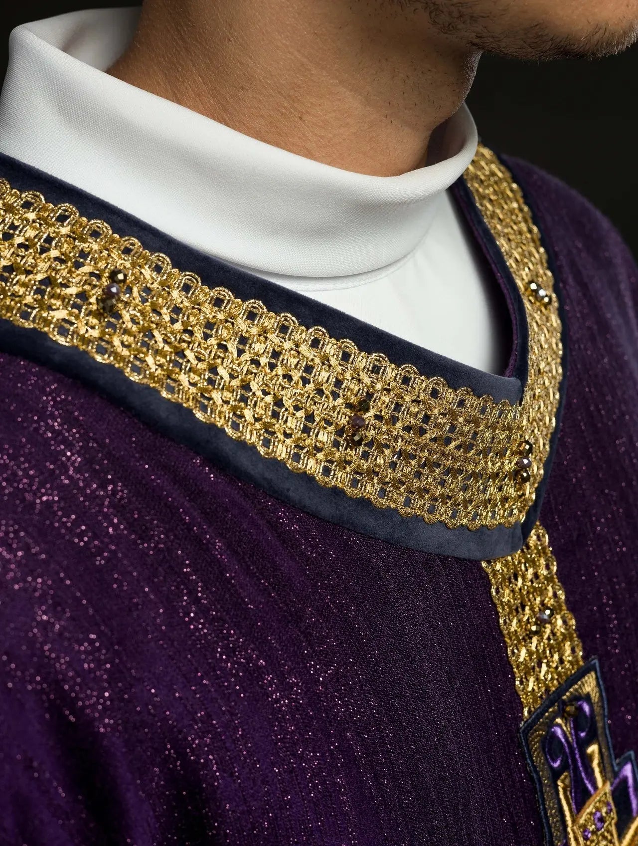 Handmade Chasuble with Natural Stones Handmade 7015 Purple