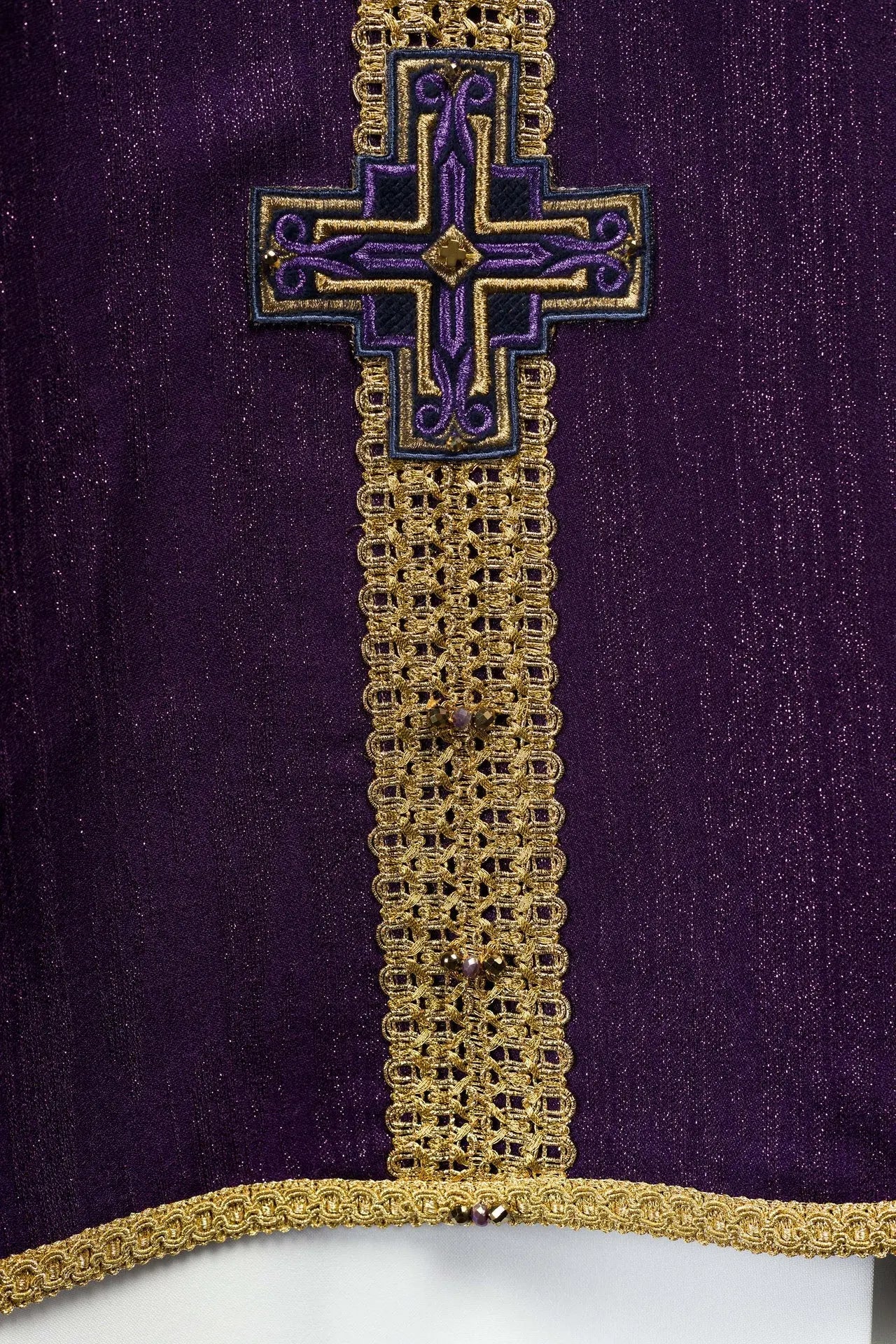 Handmade Chasuble with Natural Stones Handmade 7015 Purple