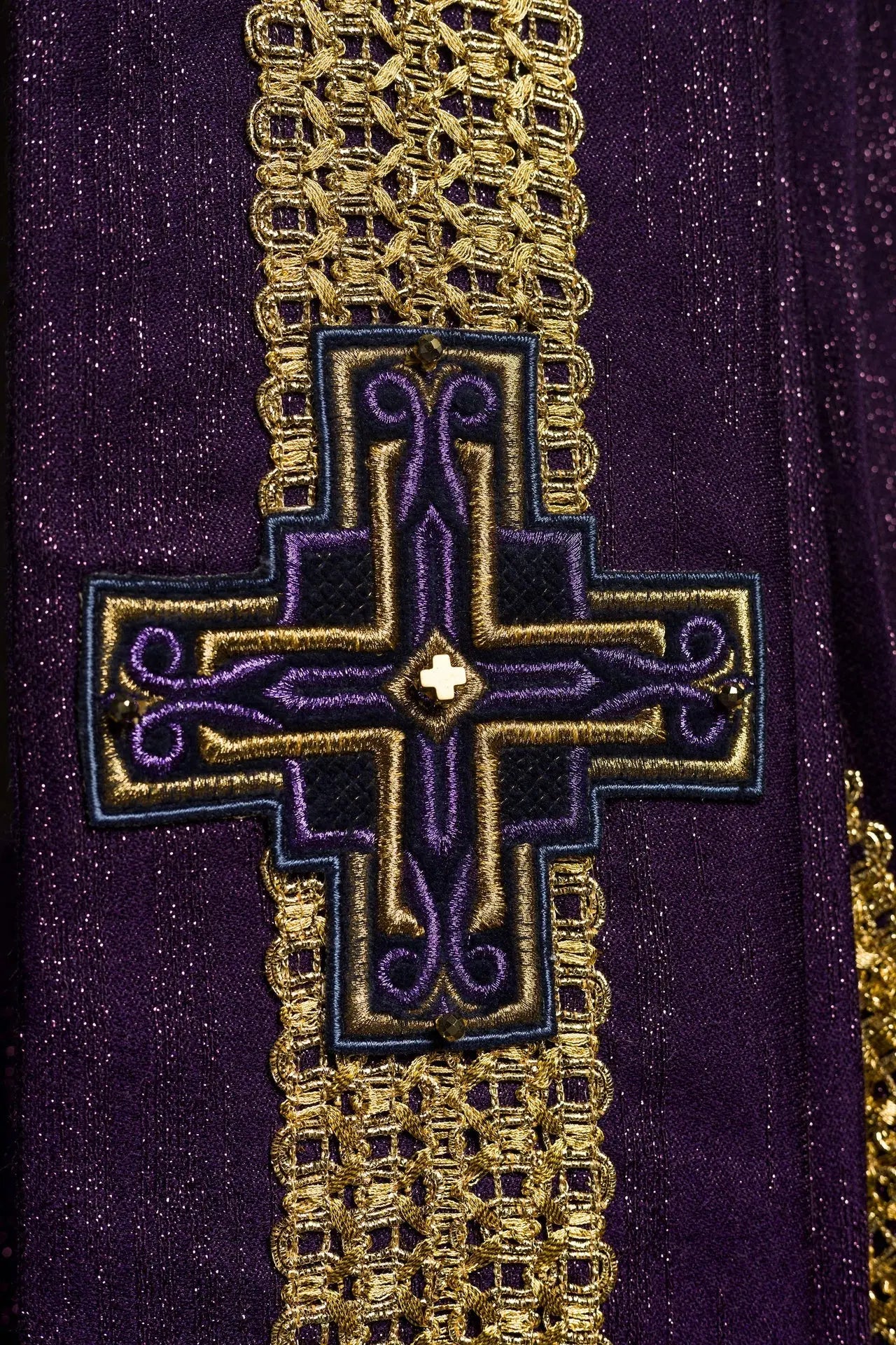 Handmade Chasuble with Natural Stones Handmade 7015 Purple