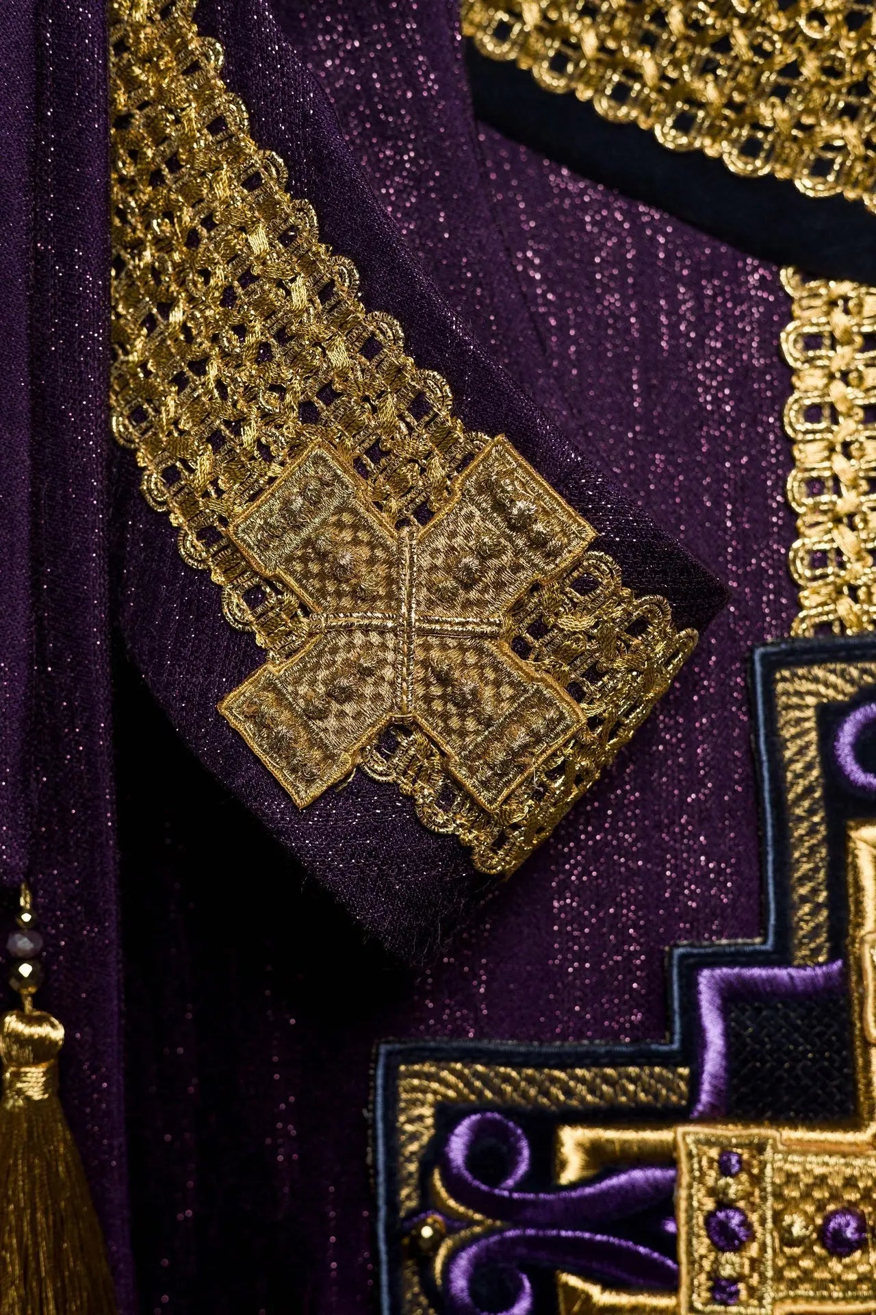 Handmade Chasuble with Natural Stones Handmade 7015 Purple