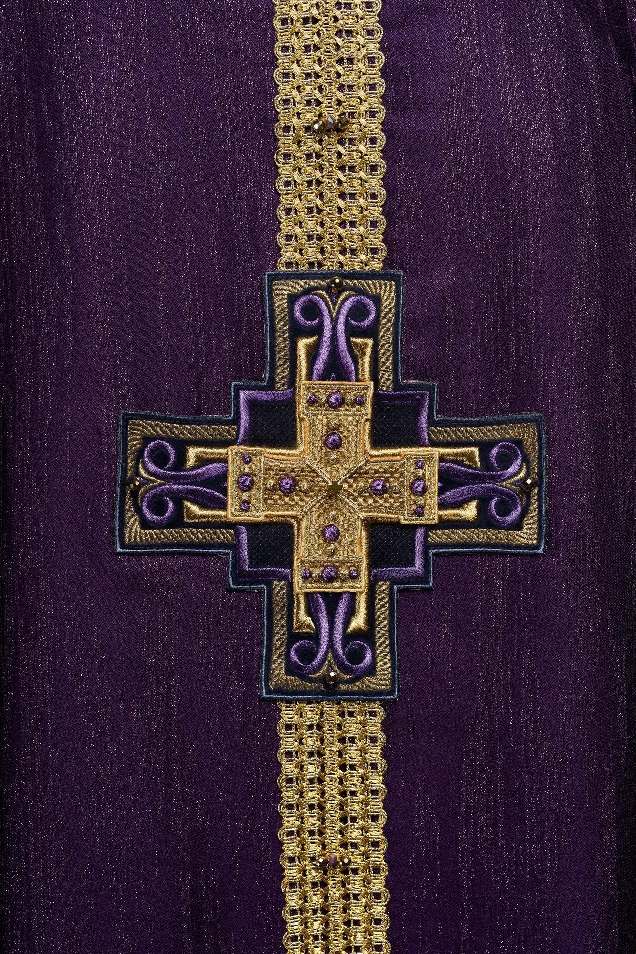 Handmade Chasuble with Natural Stones Handmade 7015 Purple