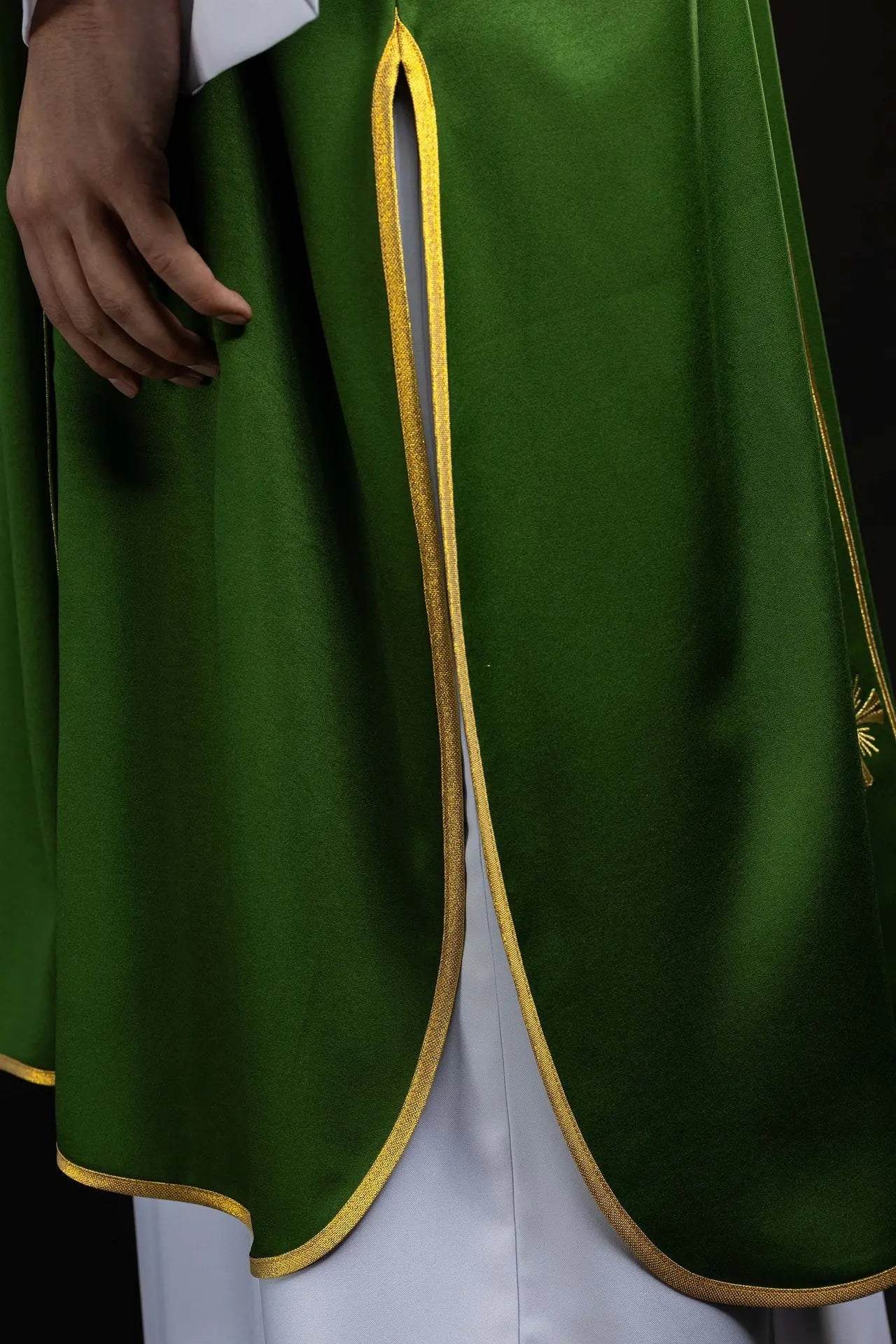 Green Dalmatic with Decorative Bands and Gold Cross Embroidery