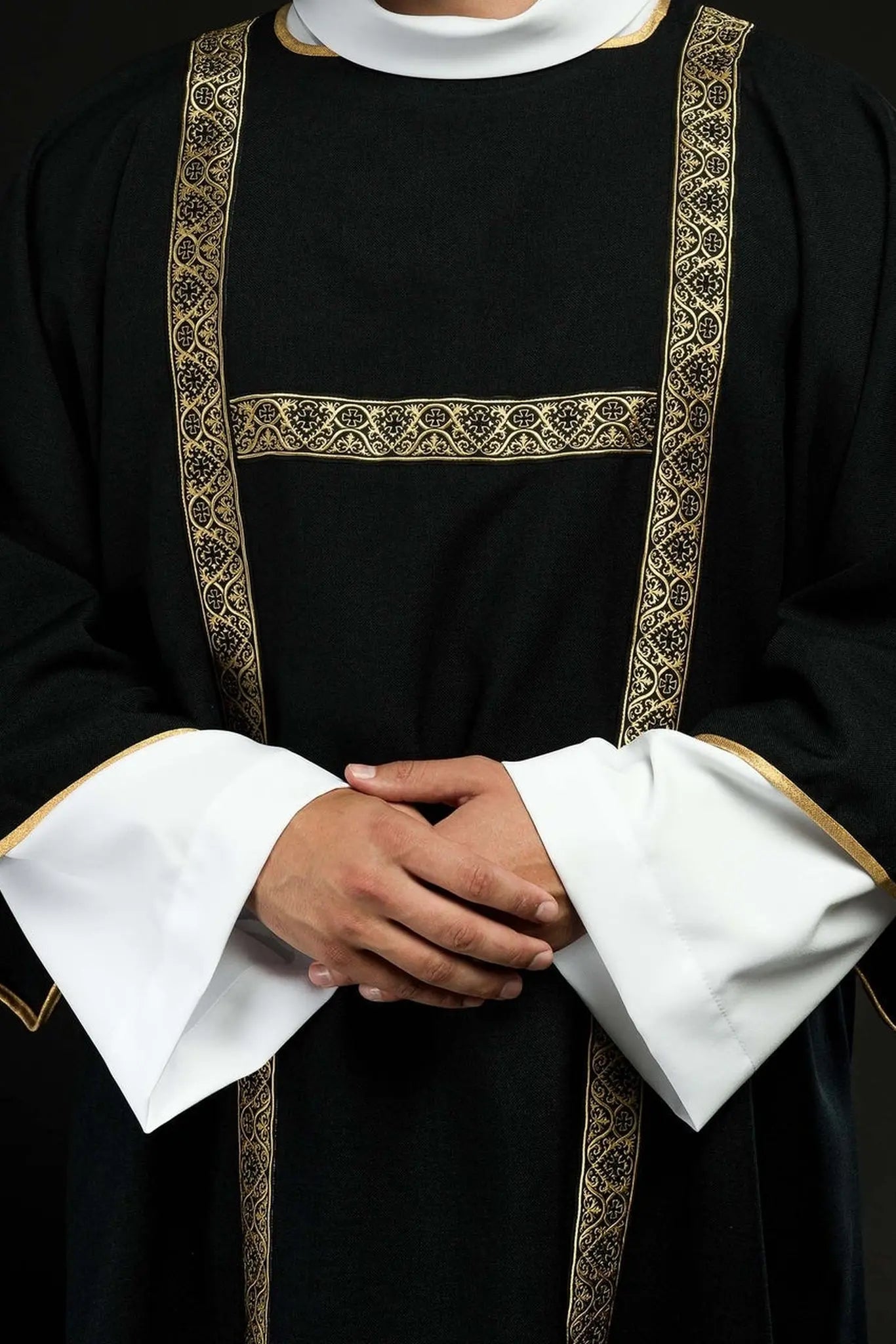 Black Dalmatic Decorated with Gold Jacquard Ribbons