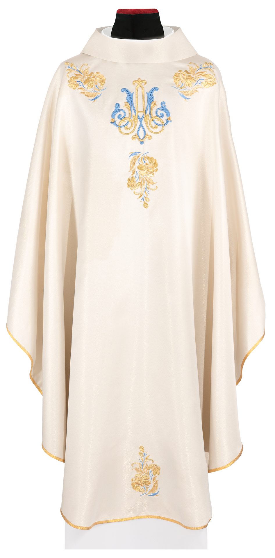 Ornat haftowany z motywem Maryjnym ecru - ORNATY.PL