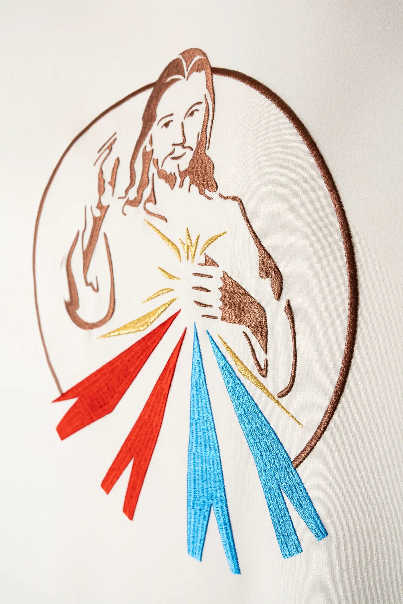 Ecru chasuble with an image of Divine Mercy of Jesus