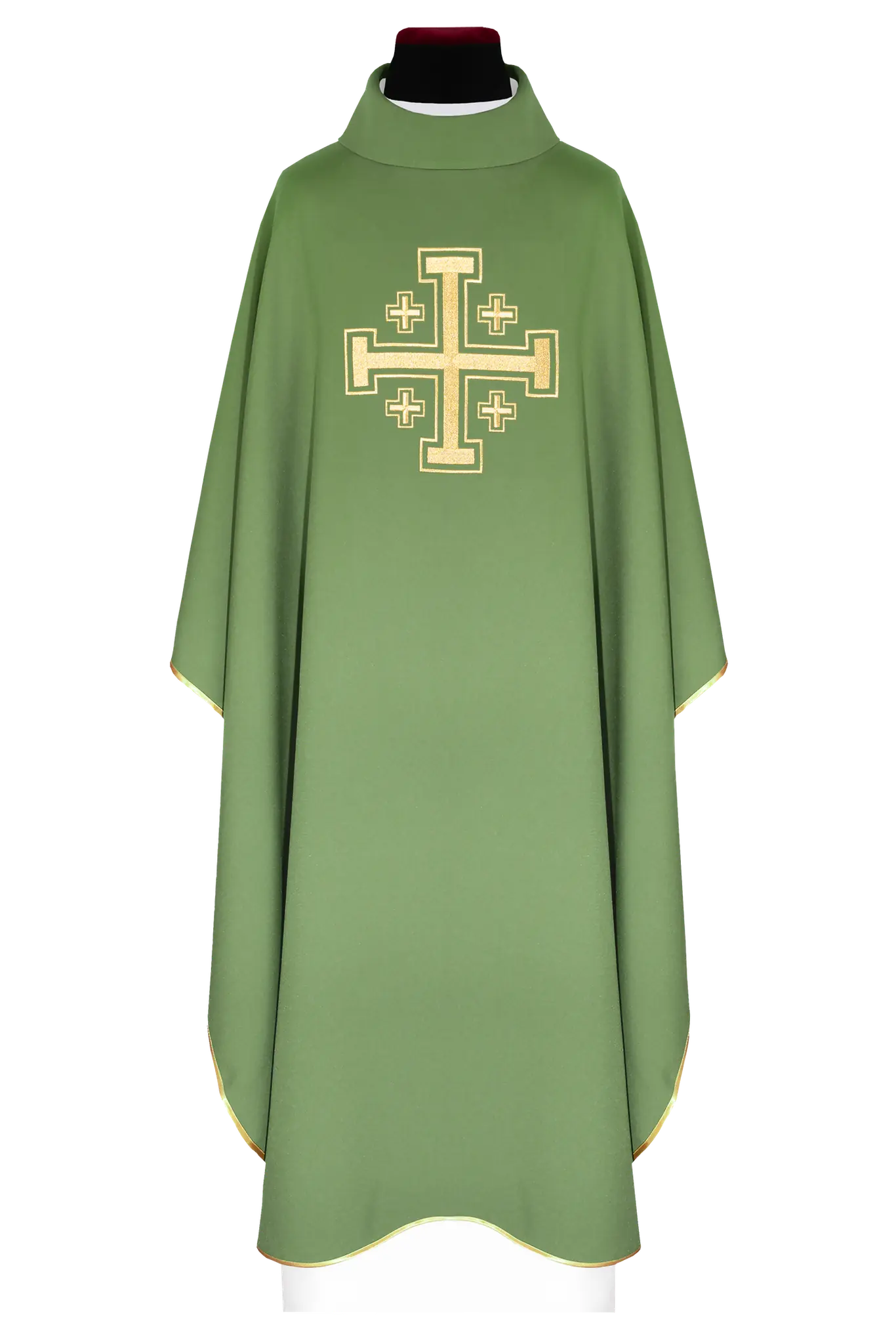 Green chasuble embroidered with cross motif