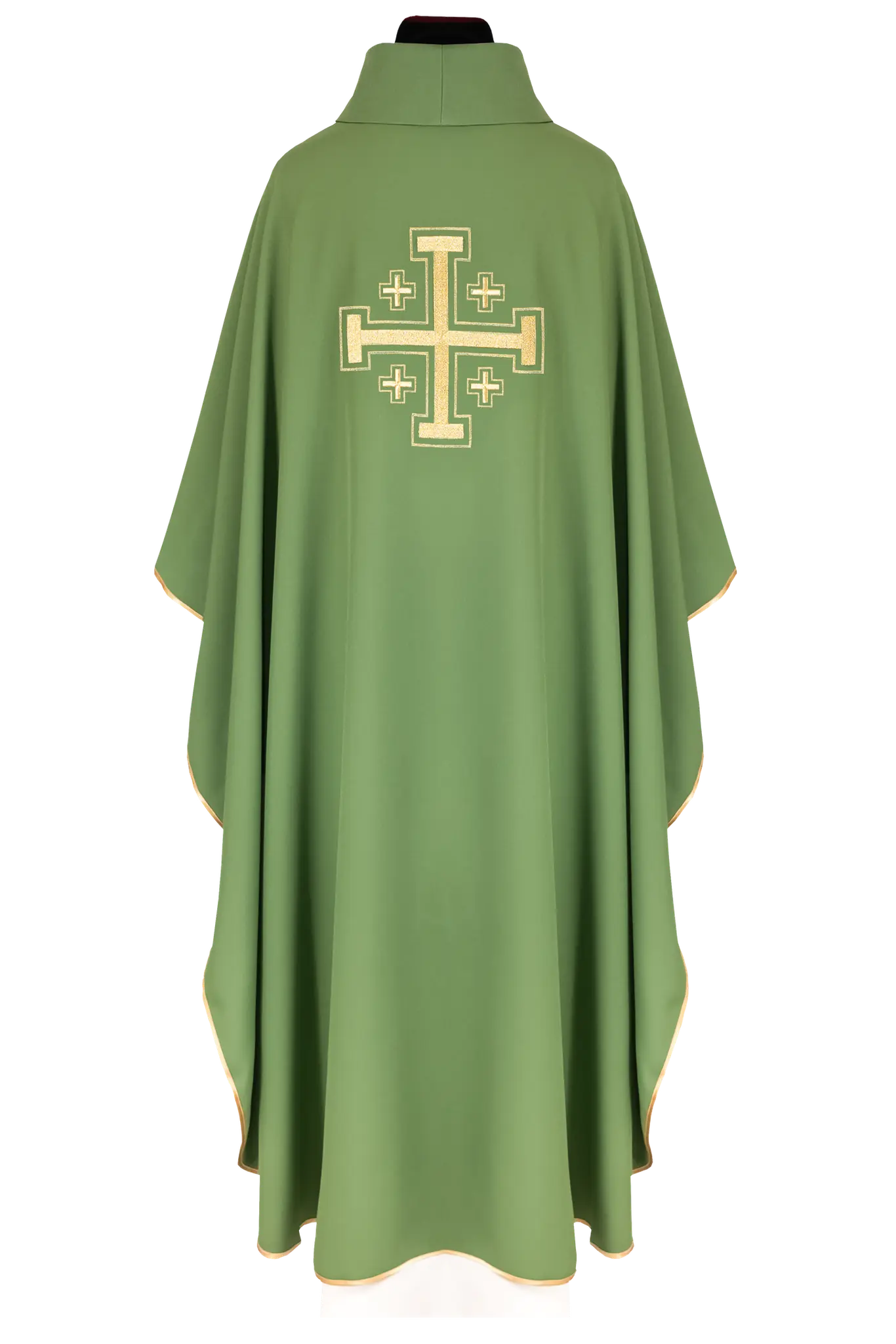 Green chasuble embroidered with cross motif