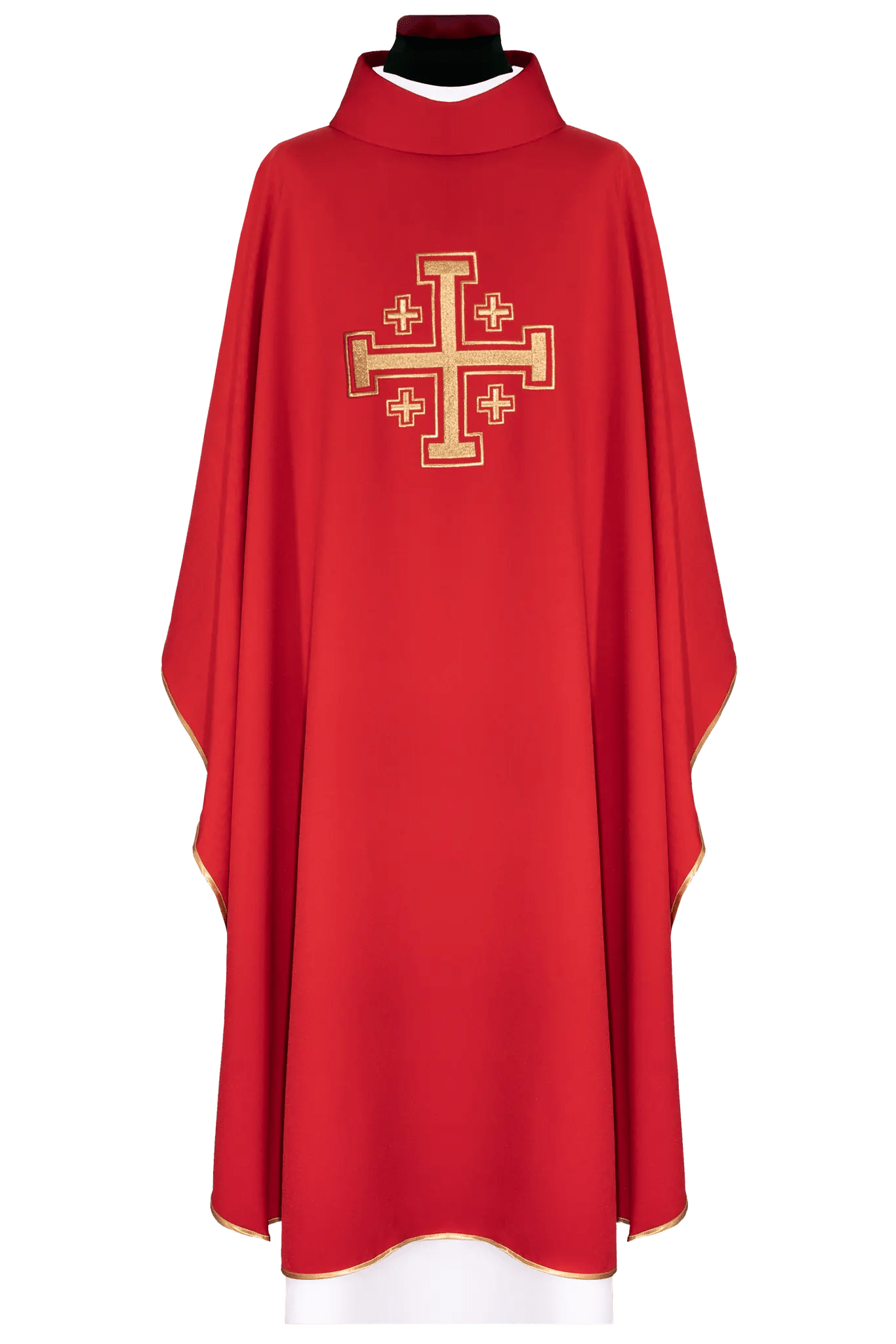 Chasuble rouge brodée avec motif de croix