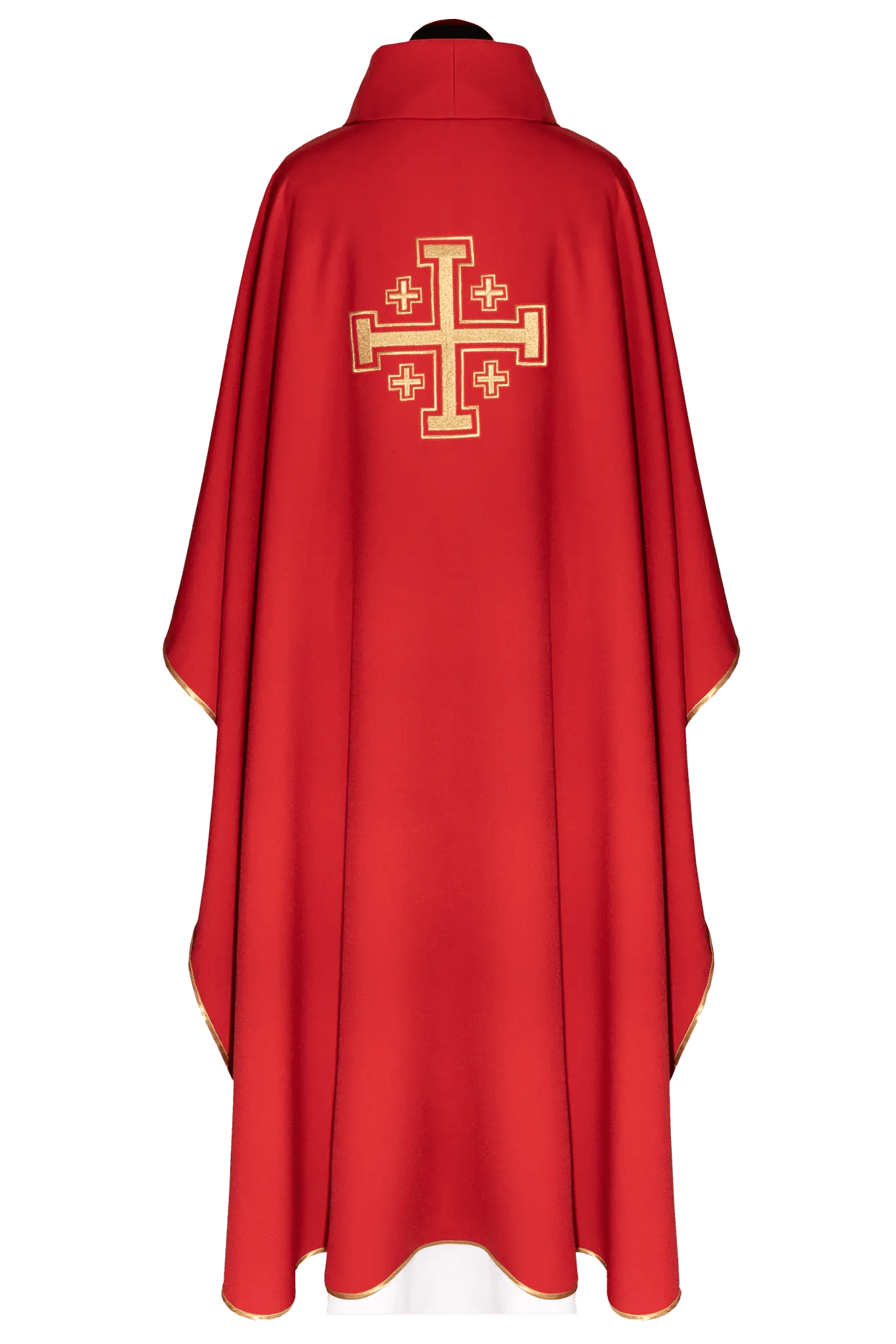 Chasuble rouge brodée avec motif de croix