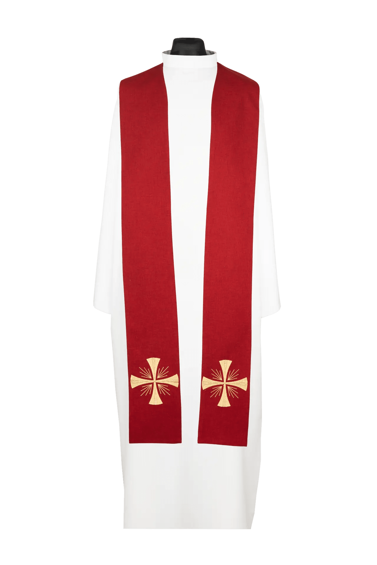 Étole de prêtre brodée avec croix rouge