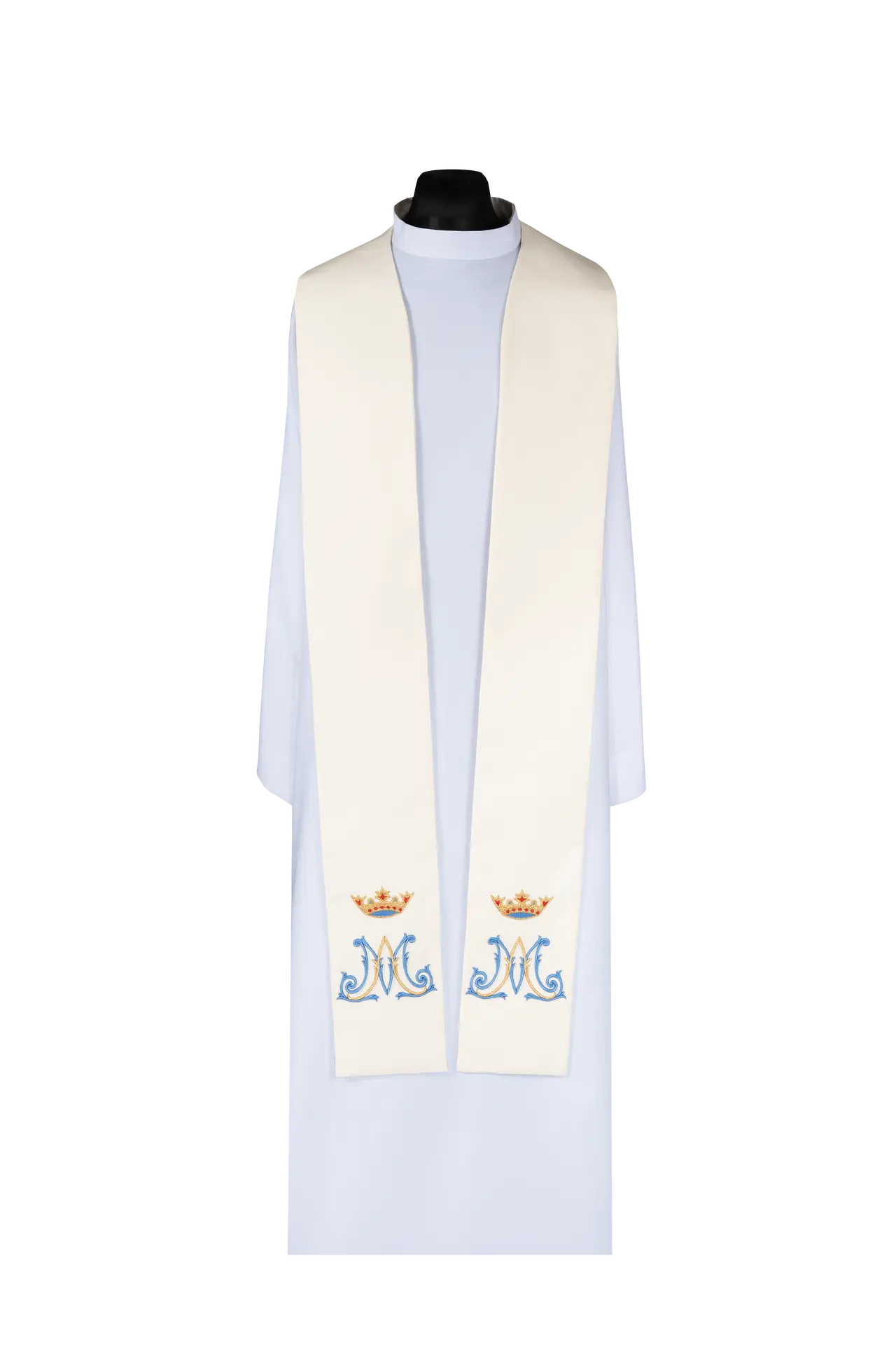 Embroidered Marian stole ecru