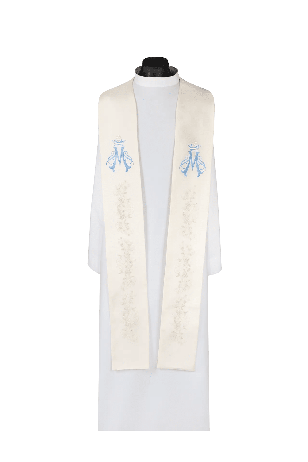 Étole mariale brodée écrue