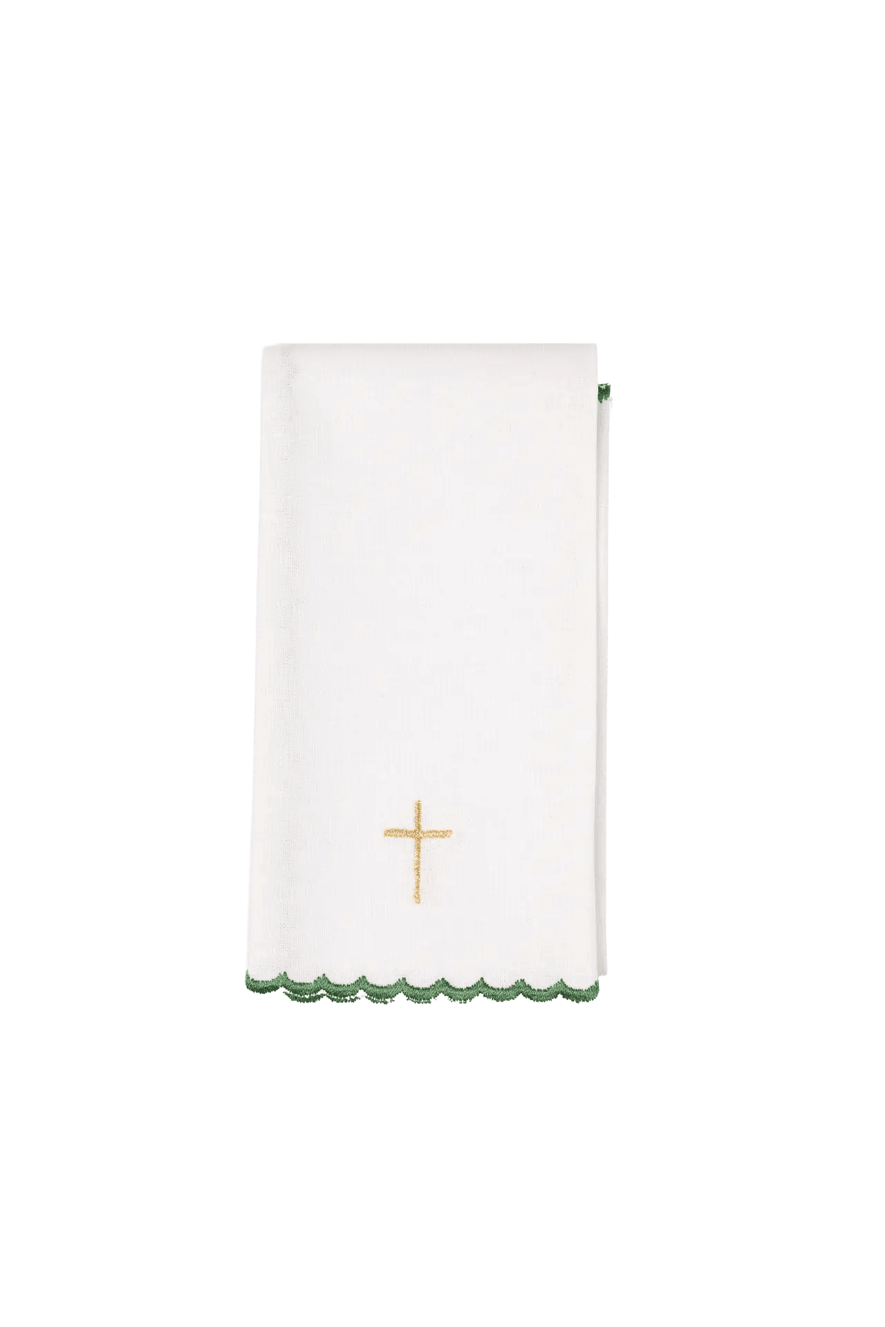 Ensemble de linges de calice verts brodés avec motif de croix