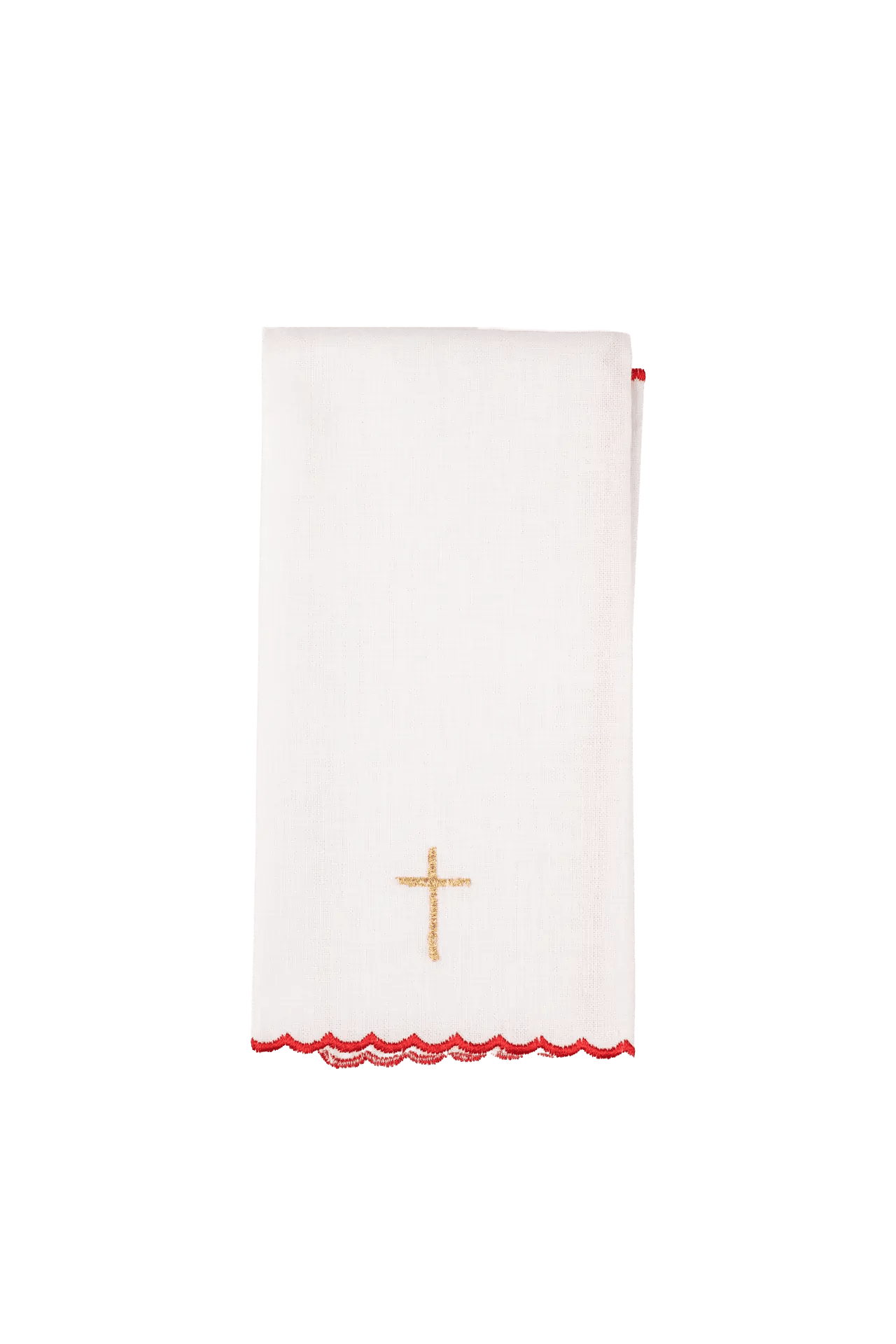 Ensemble de linges de calice rouges brodés avec motif de croix