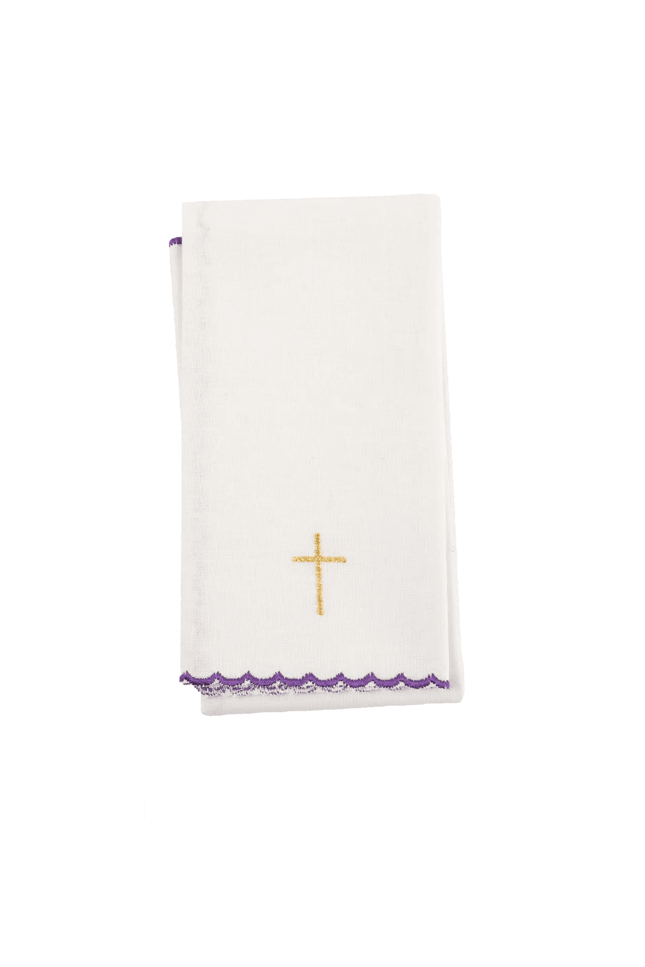 Ensemble de linges d'autel violets brodés avec motif de croix