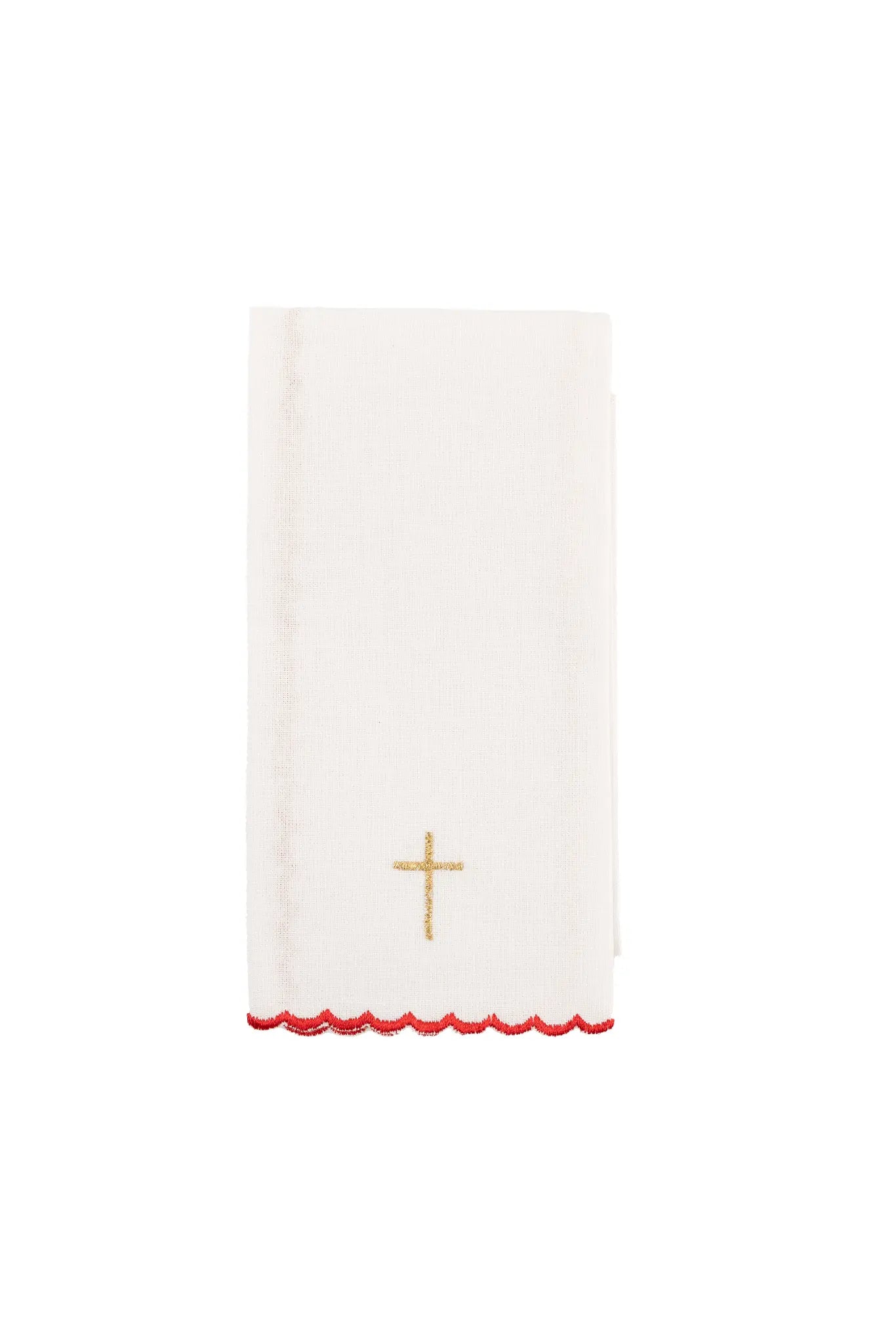 Red chalice linen set with Holy Spirit embroidery