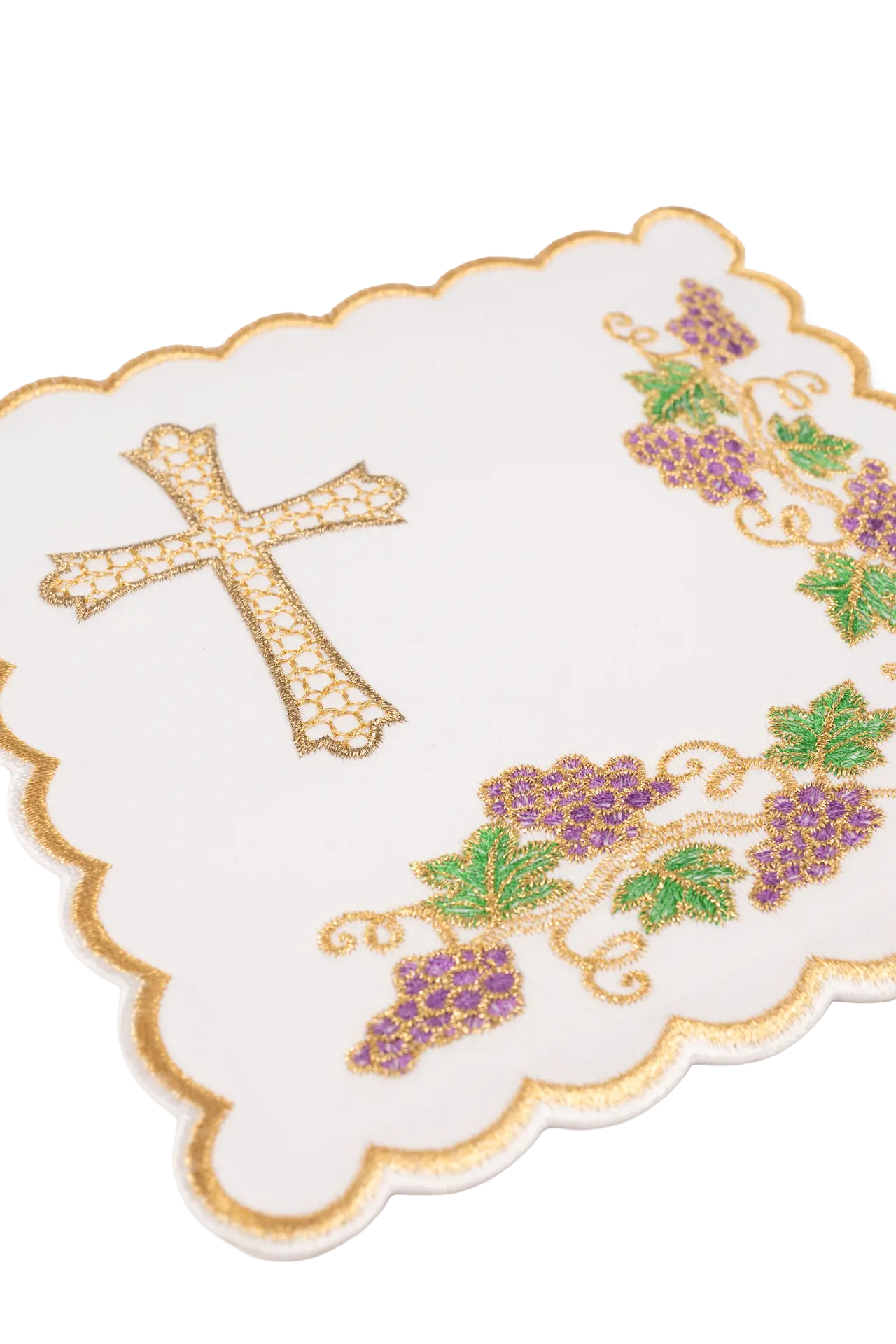 Chalice linens set with vine and cross motif
