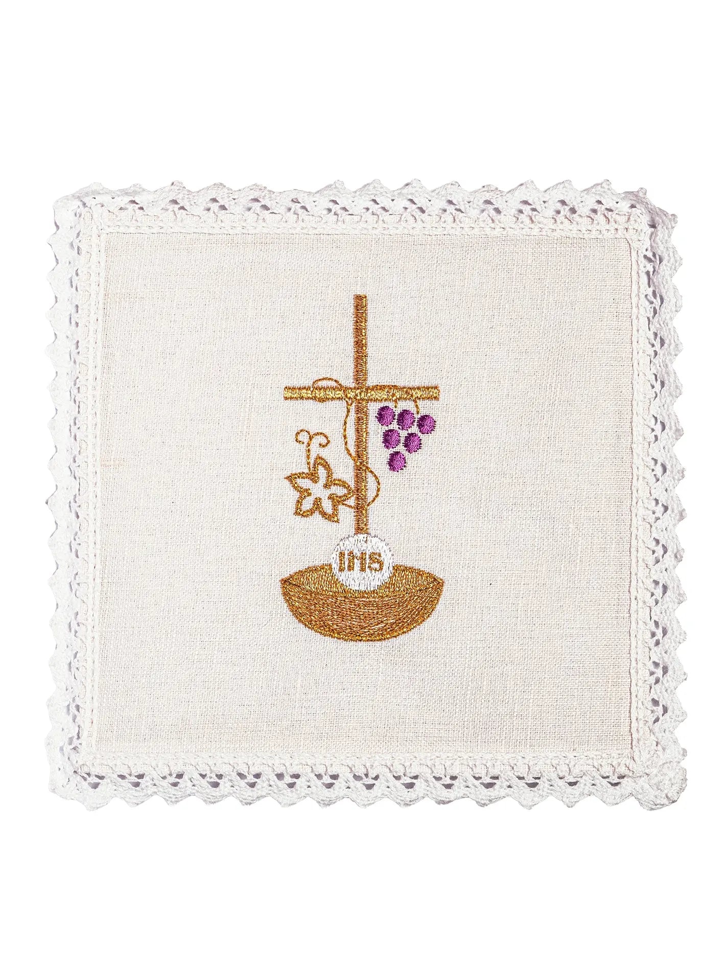 Linen chalice linen embroidered IHS Grape Cross