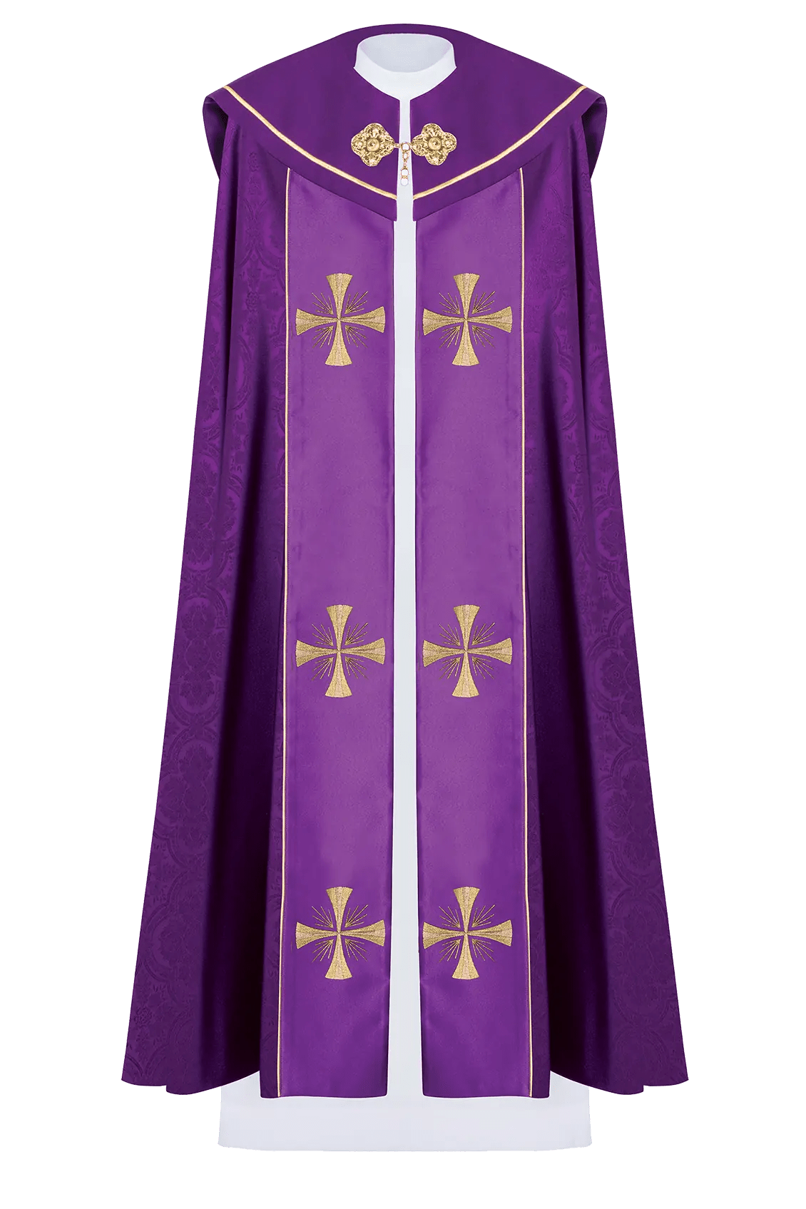 Chape liturgique violette avec IHS doré
