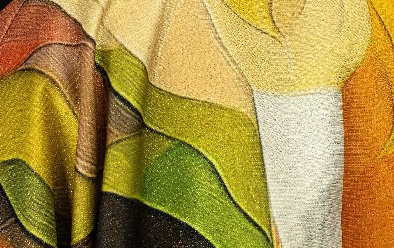 Multicoloured Printed Dalmatic with Cross Motif