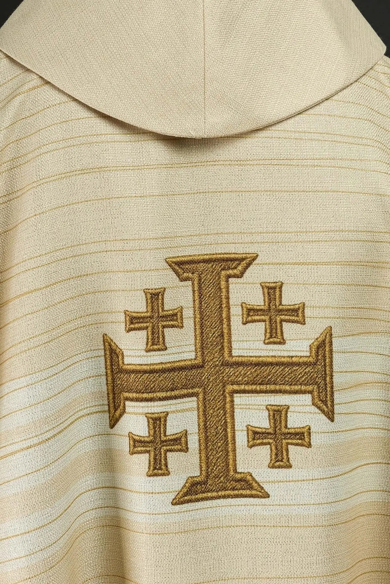 Printed Chasuble with Jerusalem Cross Ecru