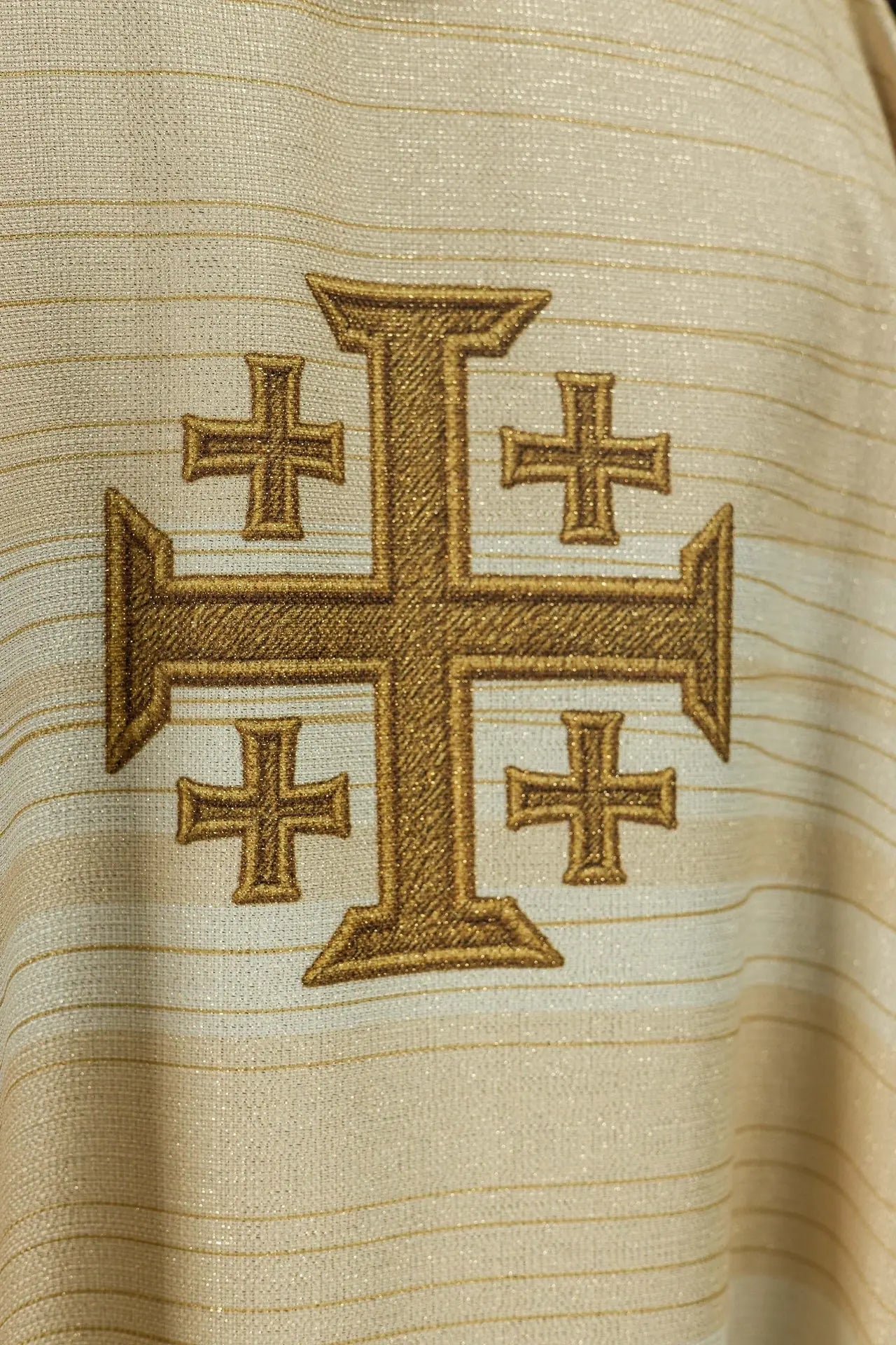Printed Chasuble with Jerusalem Cross Ecru