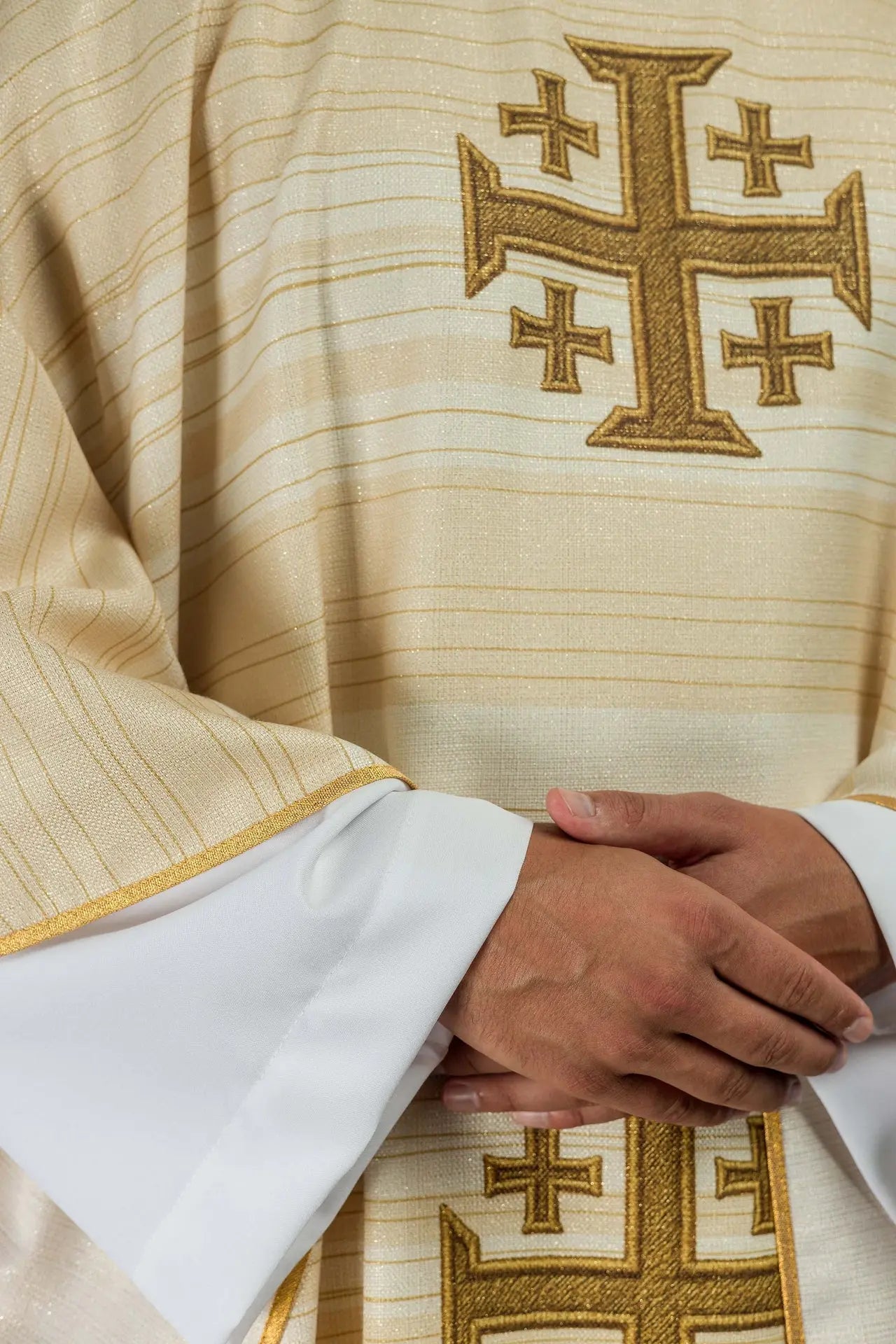 Printed Chasuble with Jerusalem Cross Ecru
