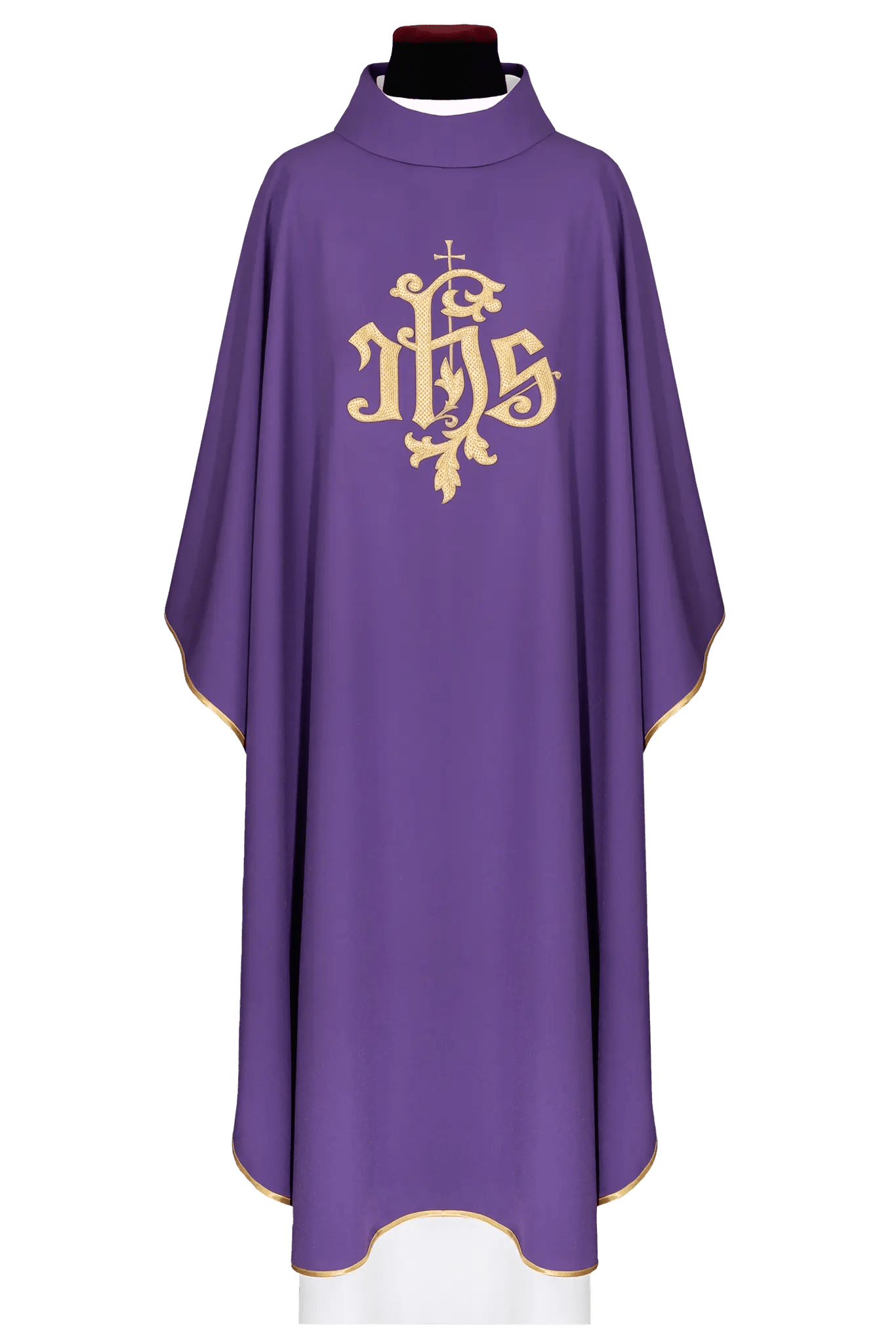Chasuble violette avec broderie dorée IHS