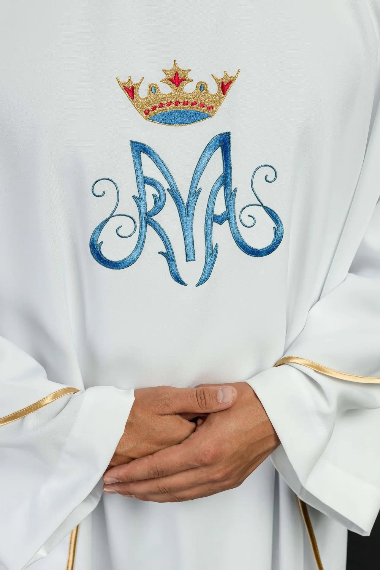 White Marian liturgical chasuble