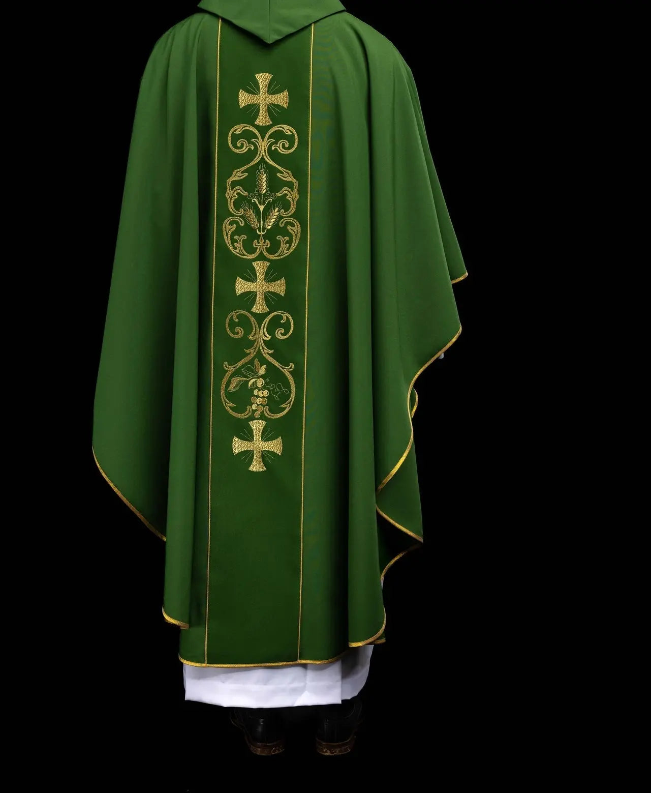 Green Chasuble with Embroidered Eucharistic Orphrey