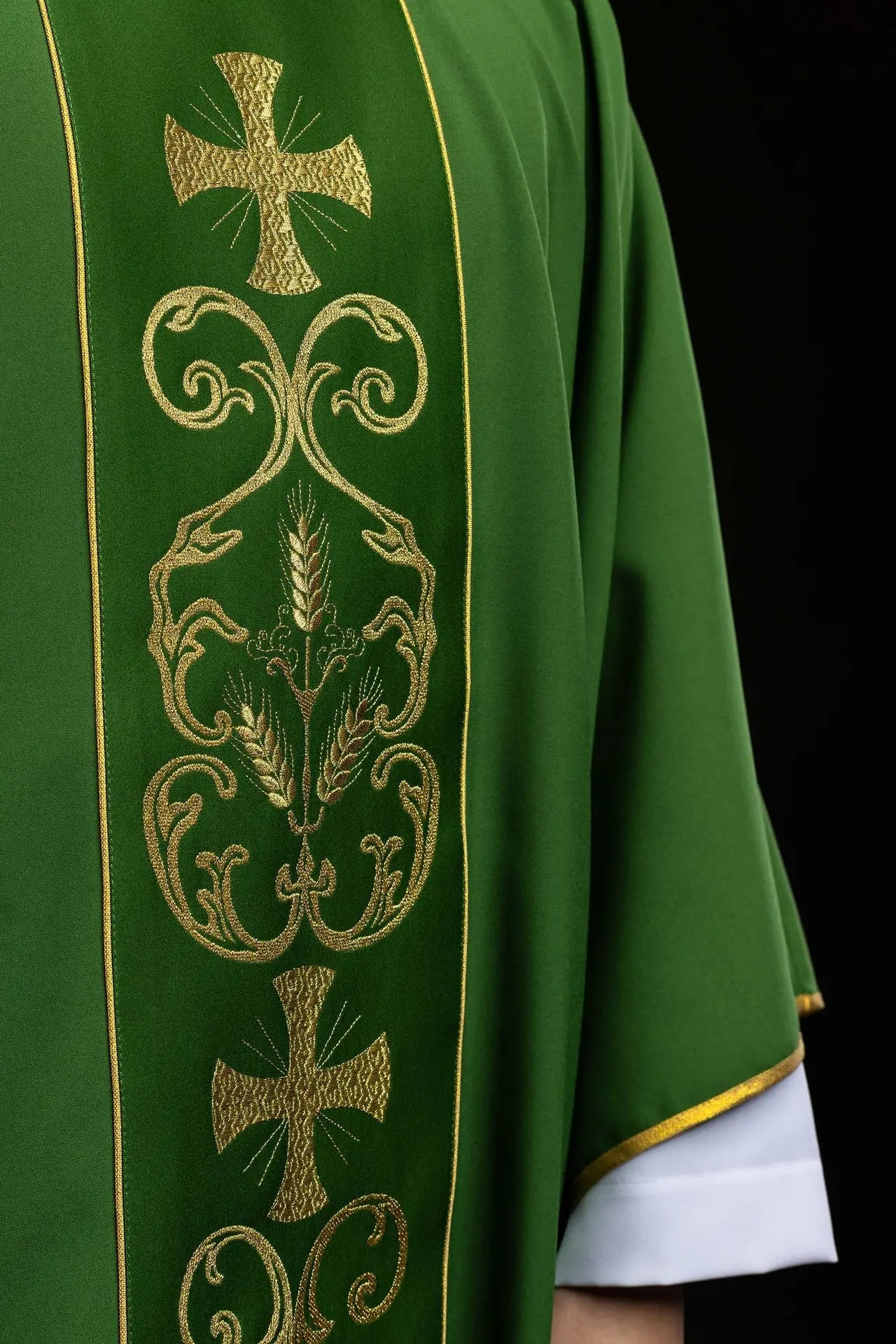 Green Chasuble with Embroidered Eucharistic Orphrey