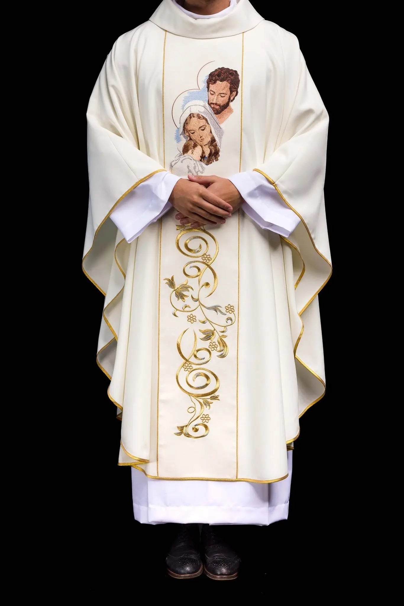 Chasuble de Noël avec l'image de la Sainte Famille