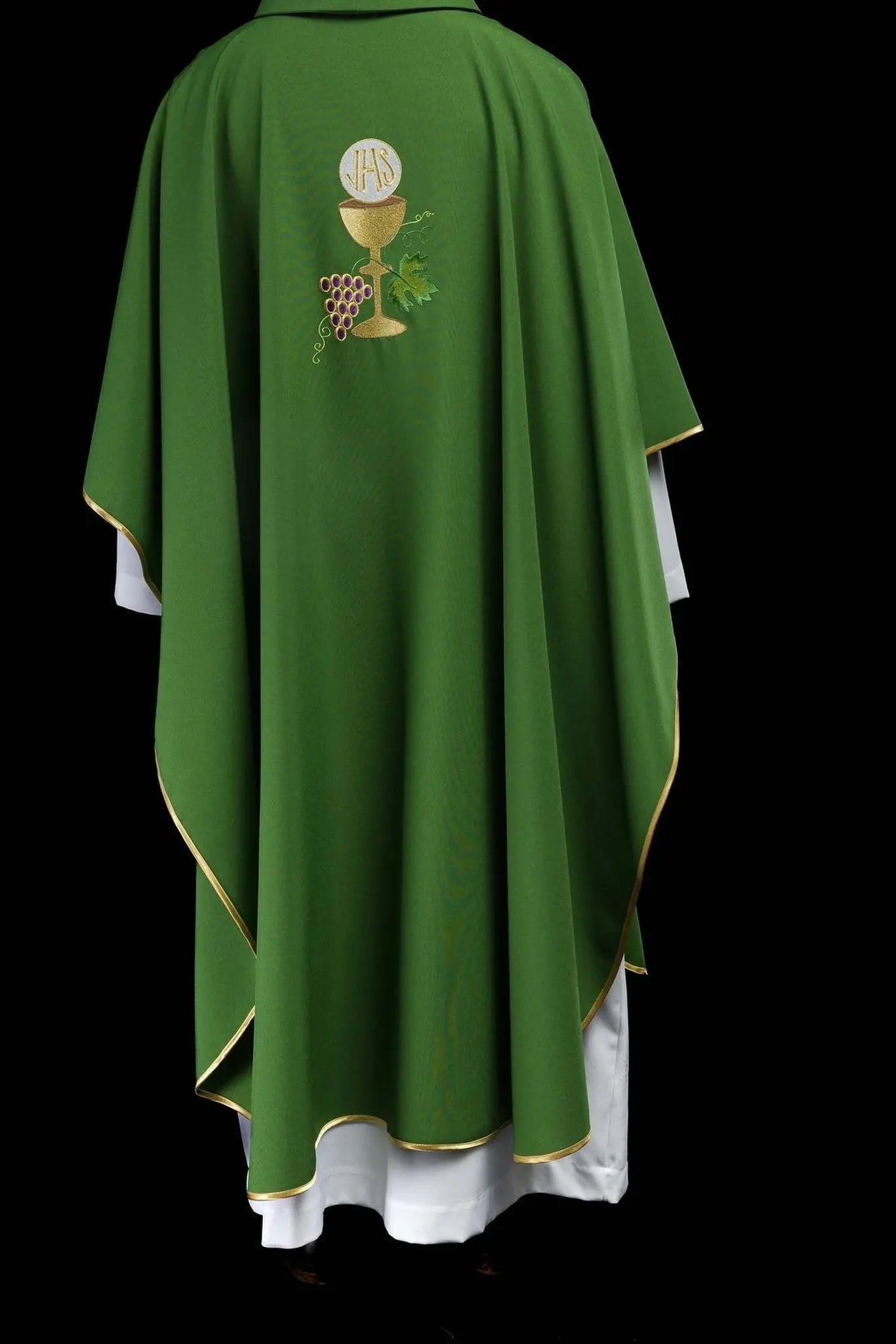 Embroidered chasuble Green Chalice Grape