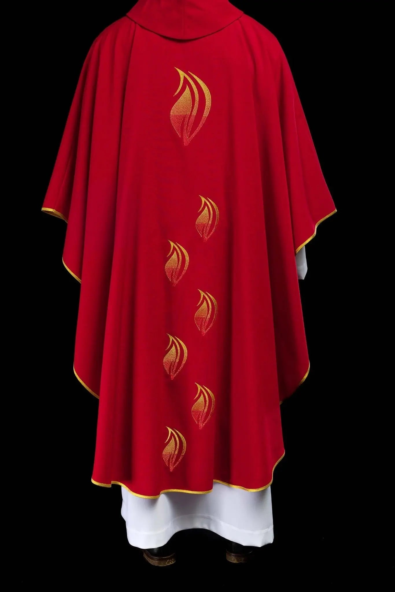Red chasuble with Holy Spirit embroidery