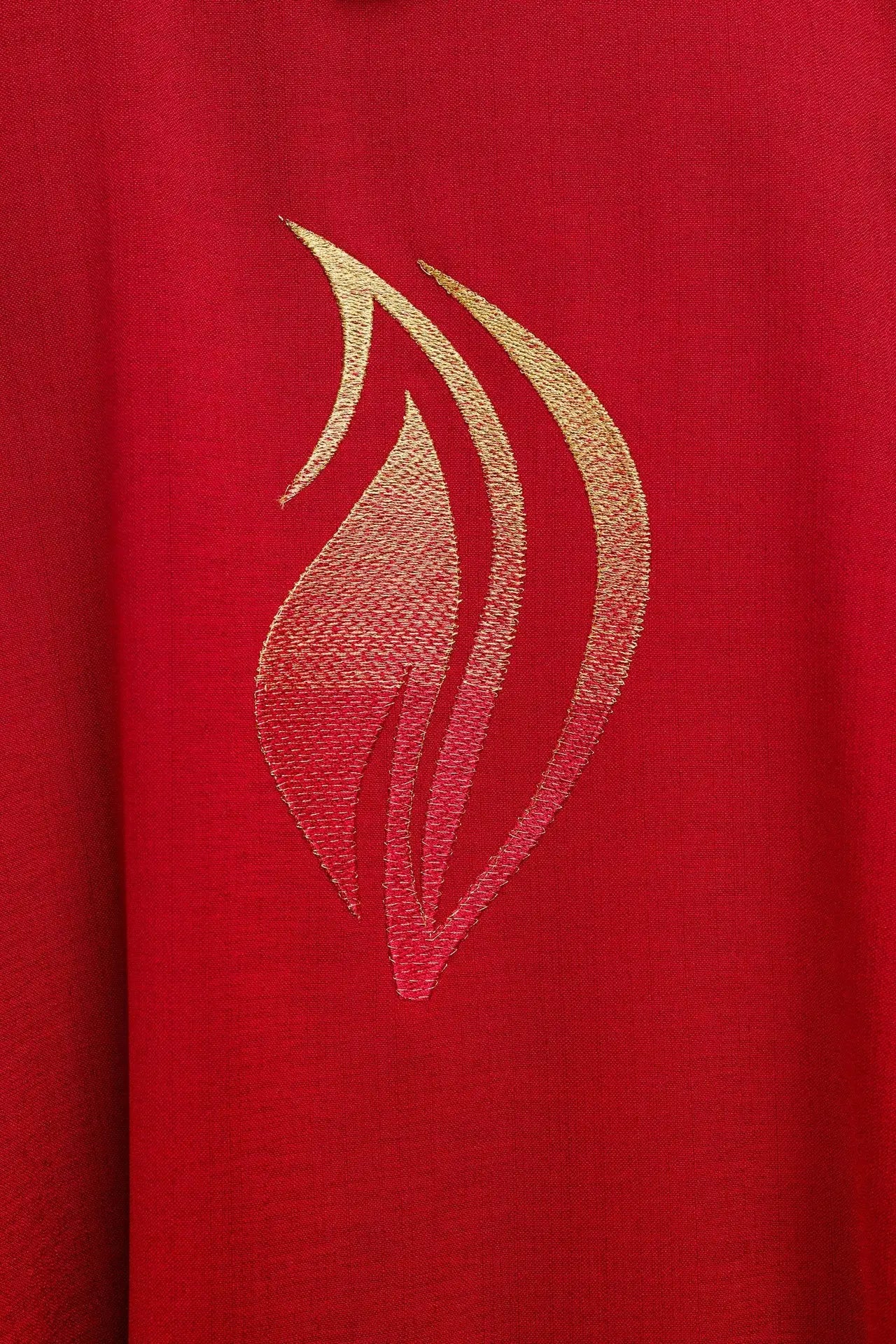 Red chasuble with Holy Spirit embroidery